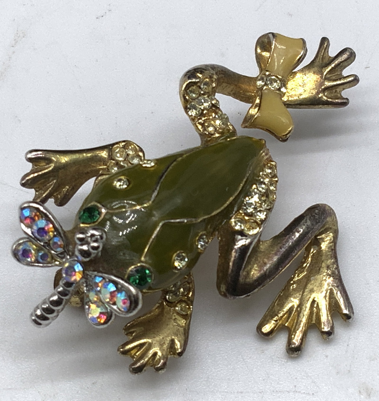 Vtg Frog & Dragonfly Costume Brooch (1 of 7)