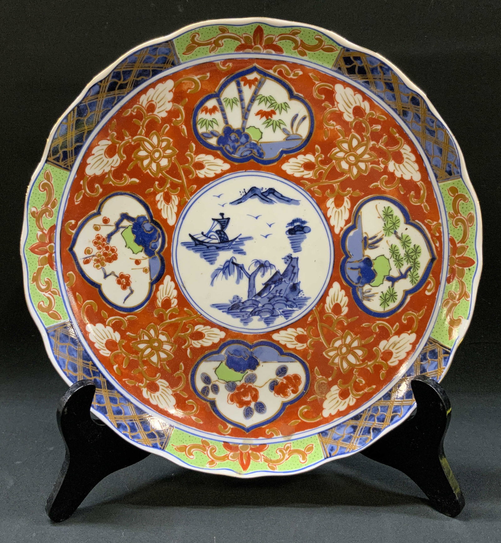 Vtg Takahashi Imari Scalloped Plate, Japan (1 of 7)