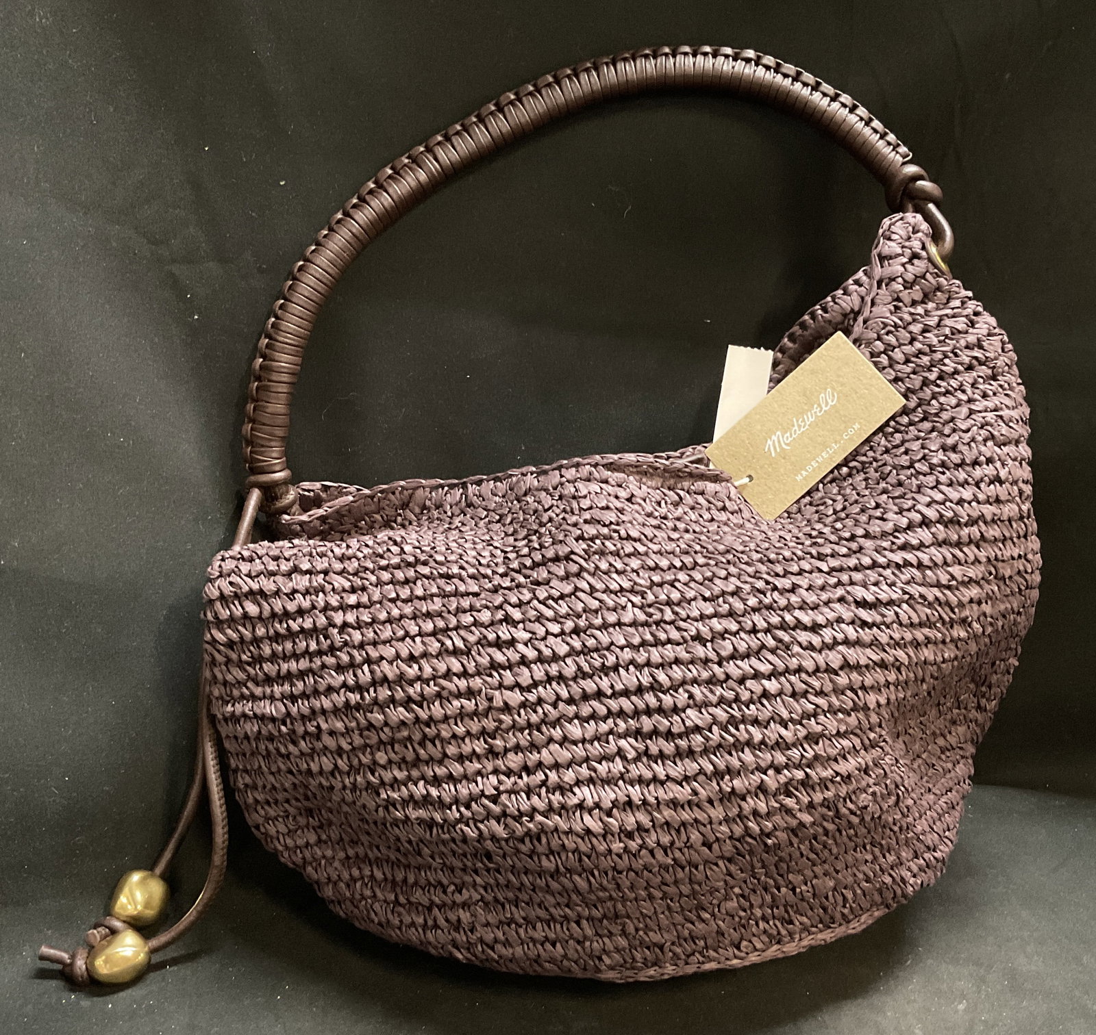 NWT Madewell Woven Straw & Gen Leather Bag: New With Tags Madewell Chocolate Brown Woven Straw Bag. Style NU141. Genuine Leather Strap and Tassel with Gold-Toned Metal Beads. Condition consistent with age and exposure. Measures approx 16in H x