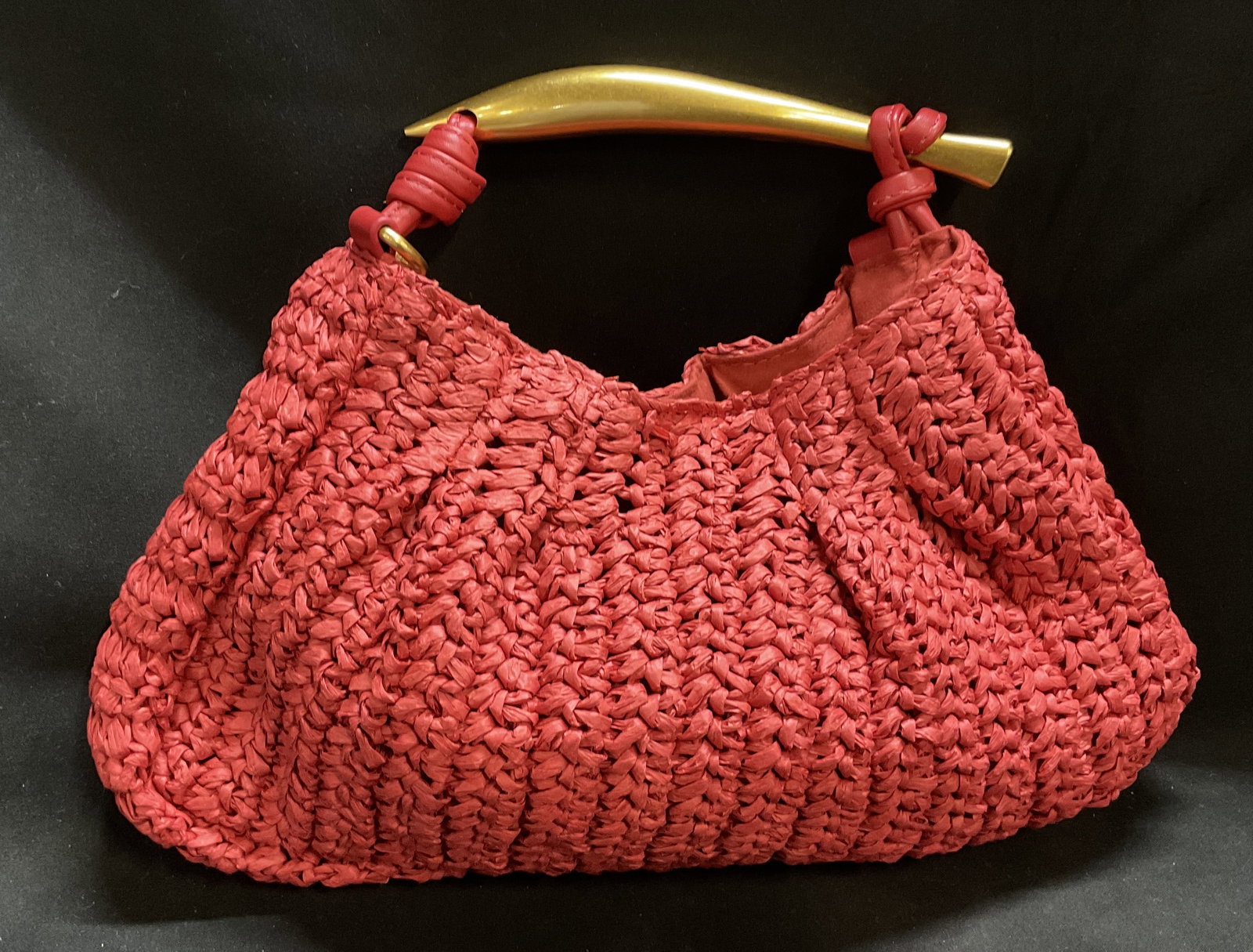 Red Straw Style Satchel Bag (1 of 6)