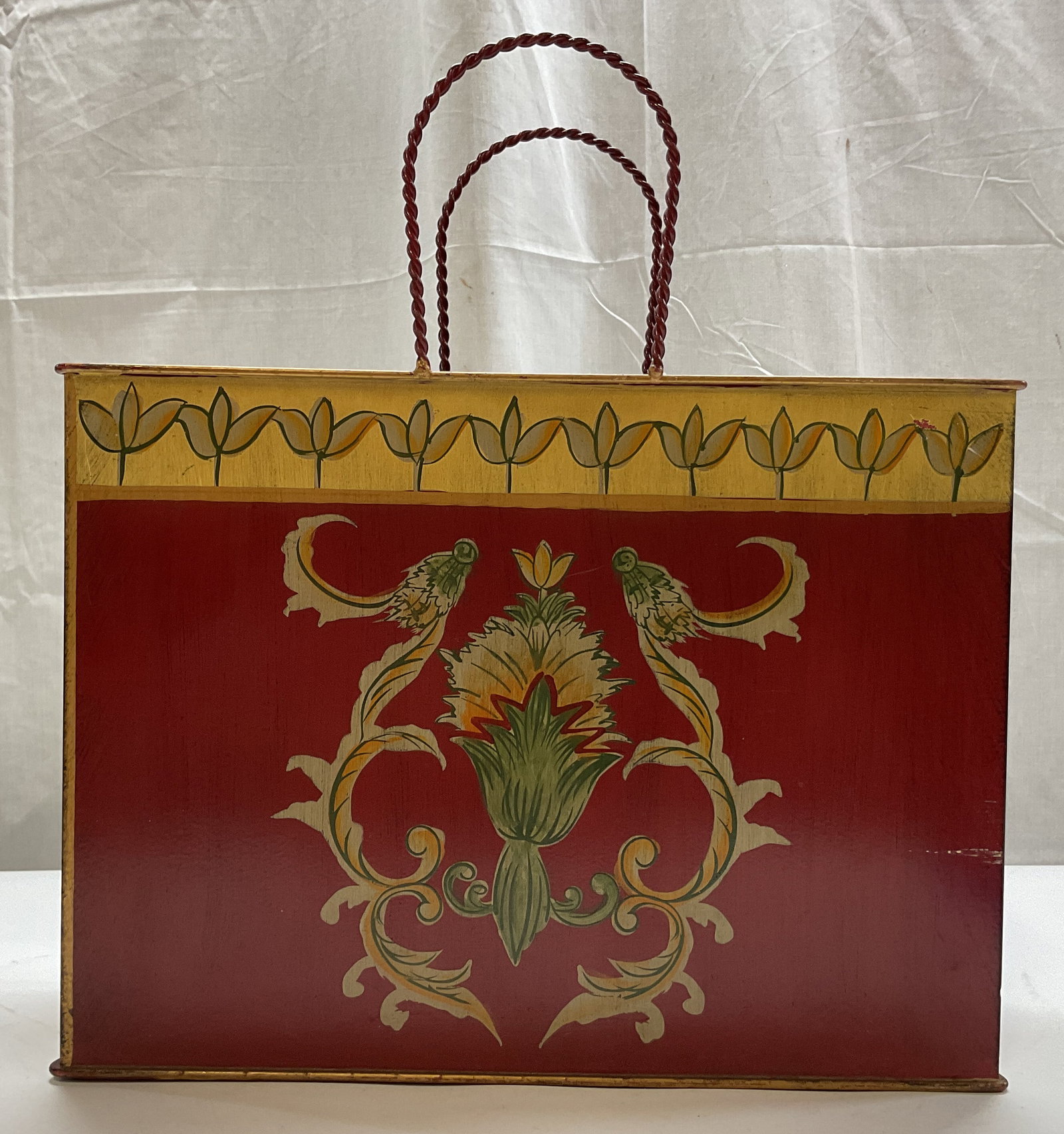 Tuscan Sty Hand Painted Tole Metal Magazine Basket (1 of 10)