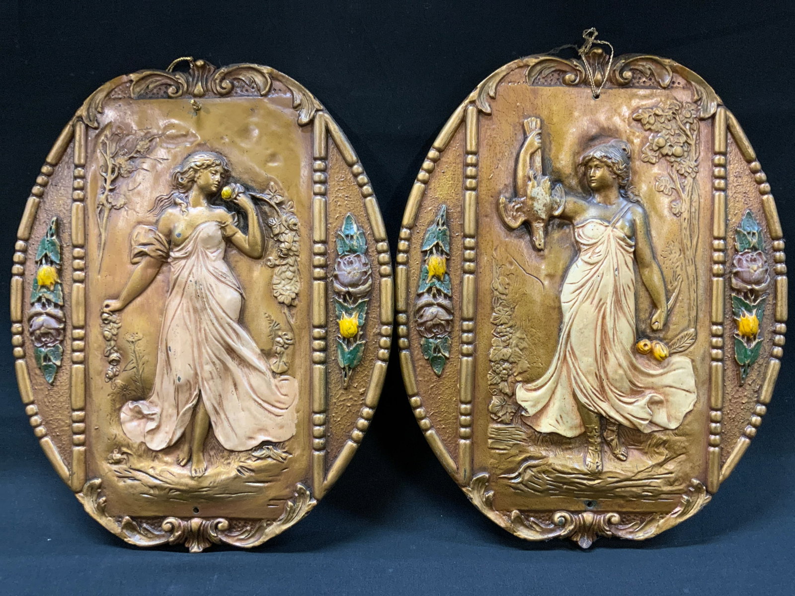 Vtg Turner Art Nouveau Female Wall Plaques Pair (1 of 6)