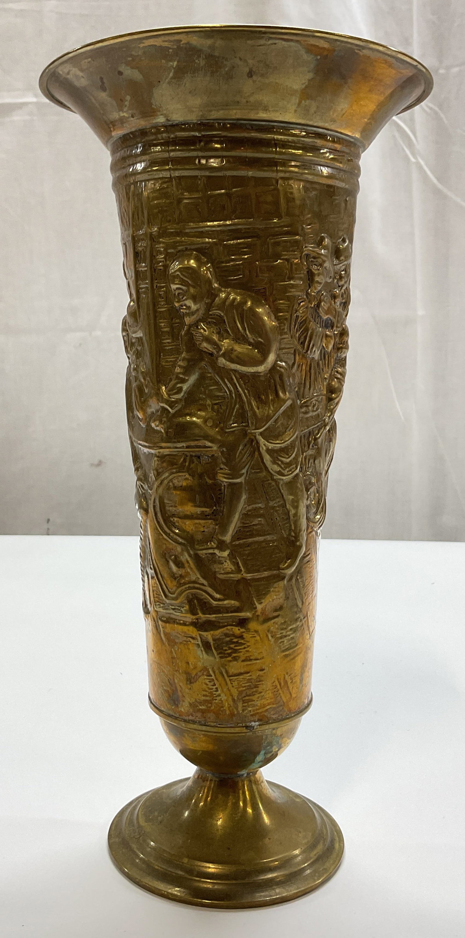 Vintage Embossed Brass Pedestal Base (1 of 8)