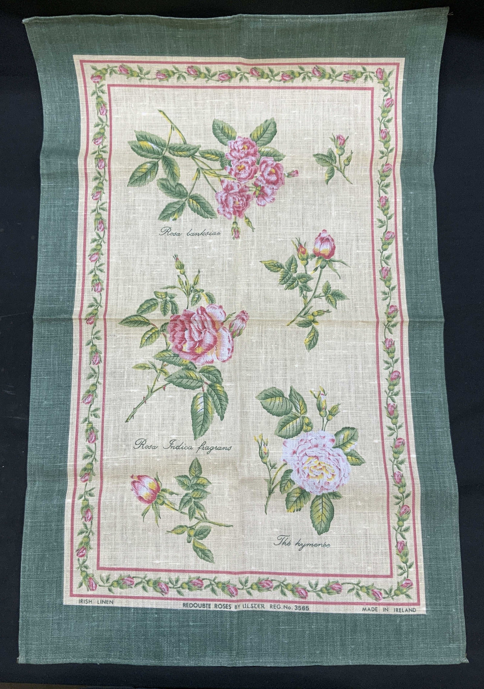 Vtg Ulster Linen Rose Tea Towel, Ireland (1 of 7)