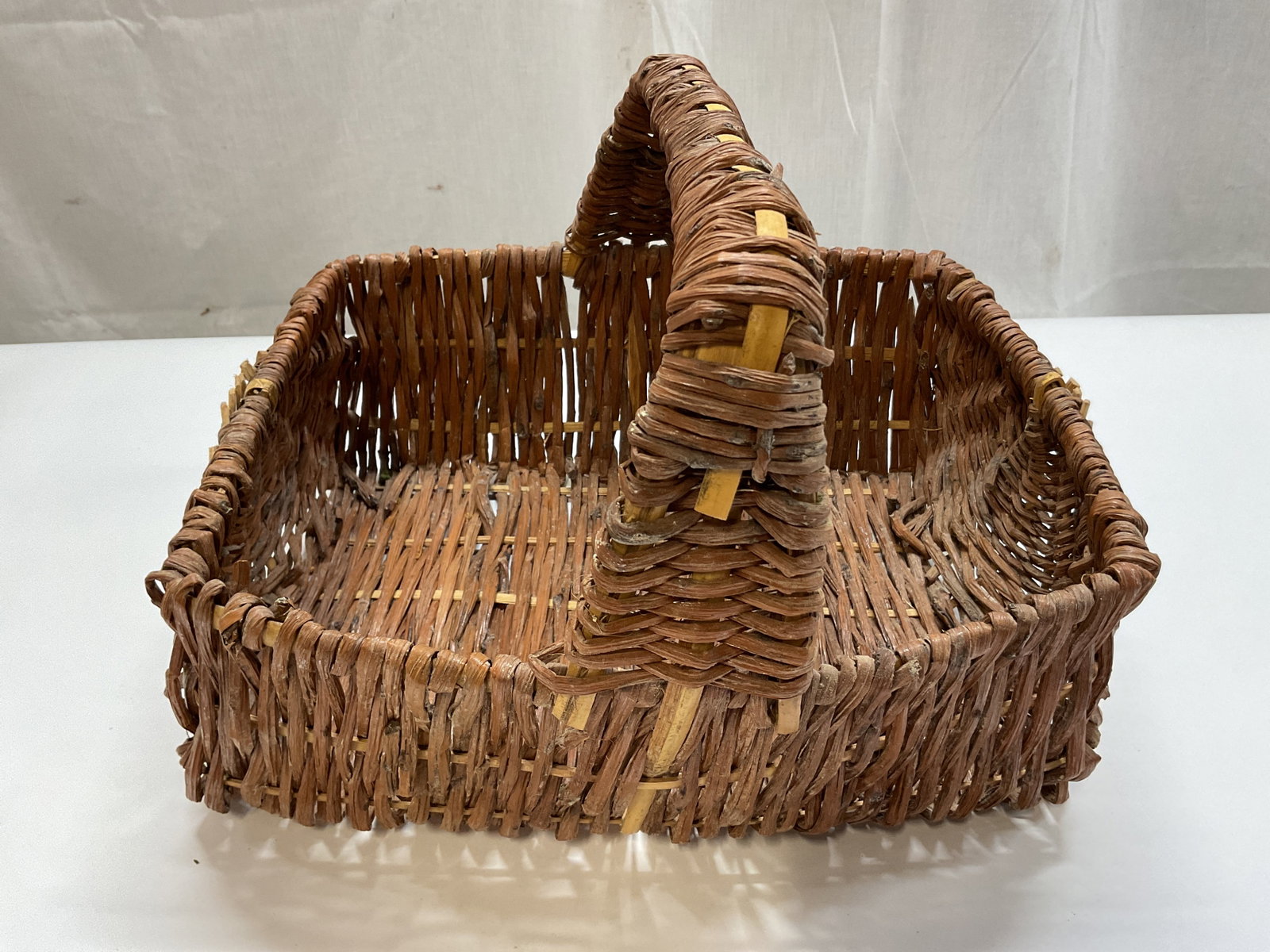 Vintage Woven Wicker Rectangular Basket - 2