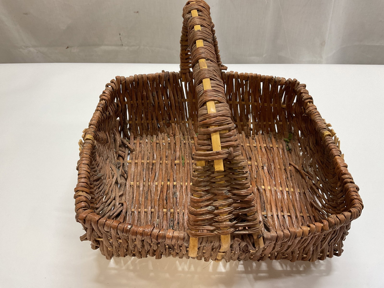 Vintage Woven Wicker Rectangular Basket - 4