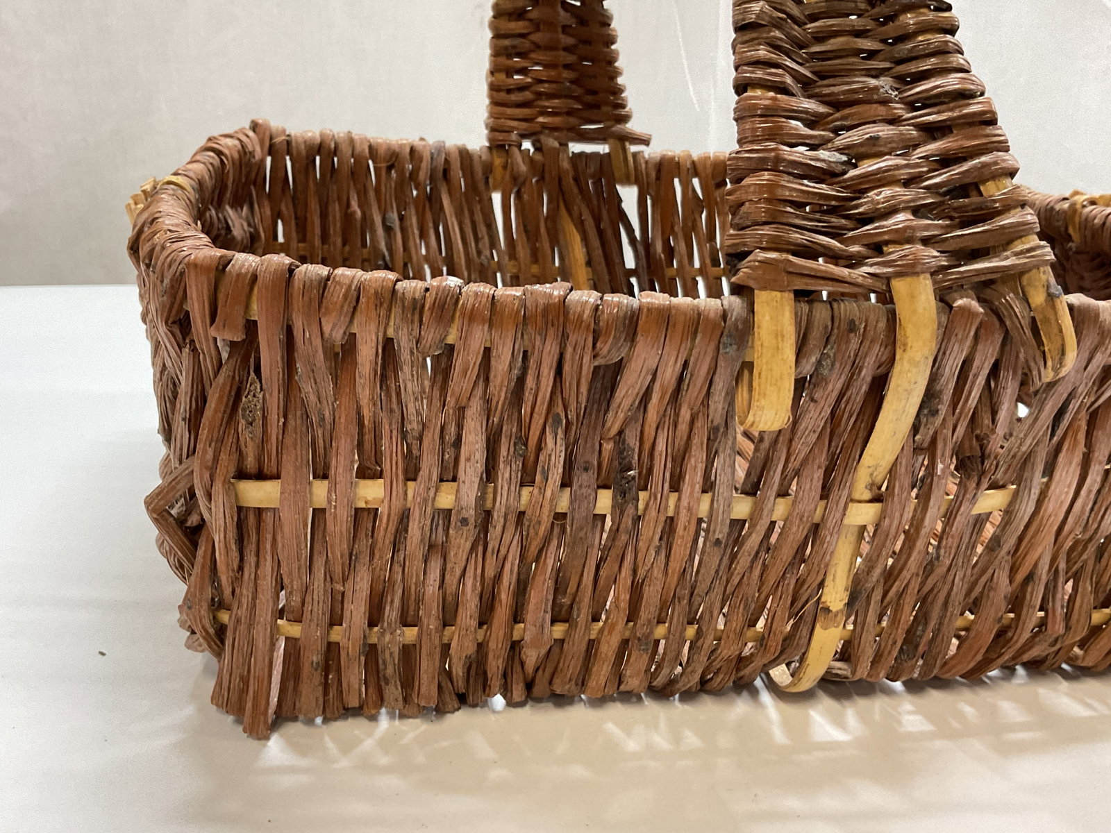 Vintage Woven Wicker Rectangular Basket - 5