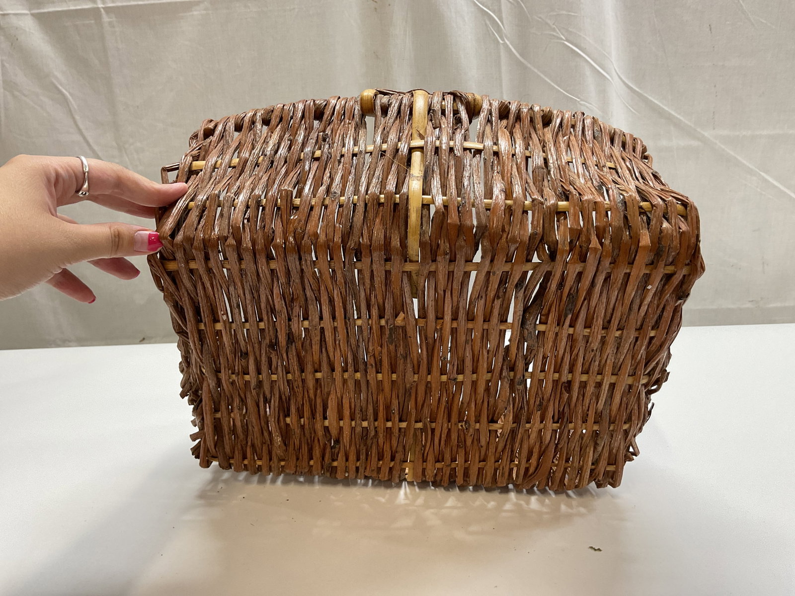 Vintage Woven Wicker Rectangular Basket - 7