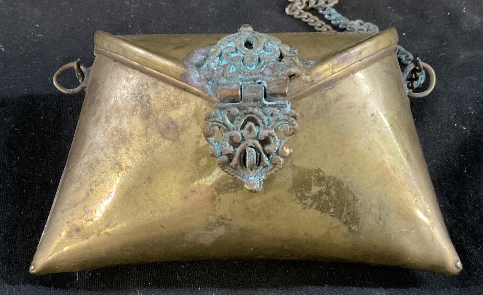 VINTAGE Brass Envelope Purse Necklace (1 of 6)