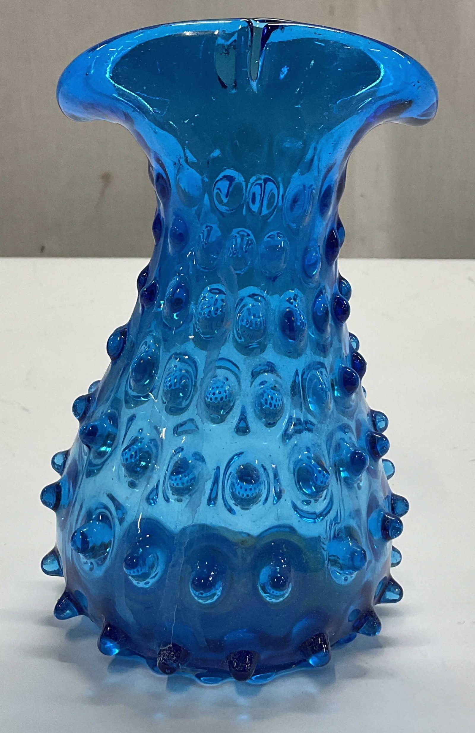 Toscany Zena Blue Art Glass Hobnail Vase (1 of 6)
