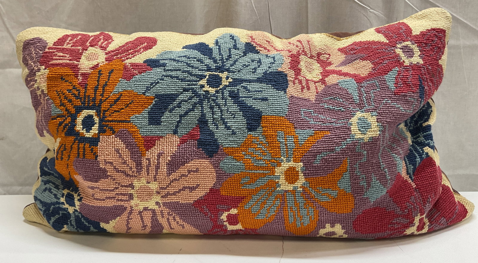 Vintage Floral Needlepoint Lumbar Pillow (1 of 8)