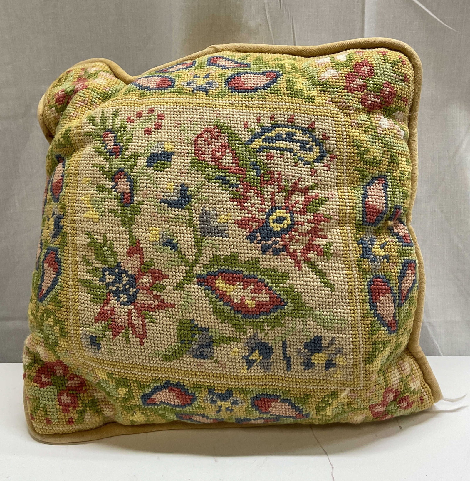 Vintage Floral Needlepoint Throw Pillow (1 of 8)