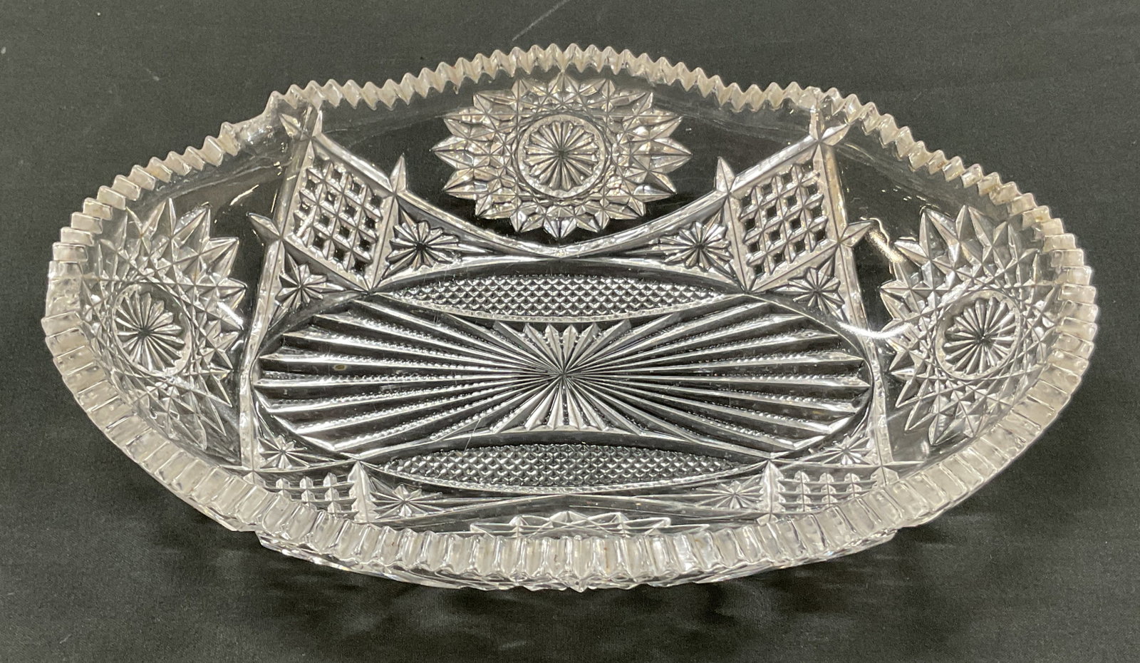 American Brilliant Period Cut Glass Serving Dish (1 of 9)