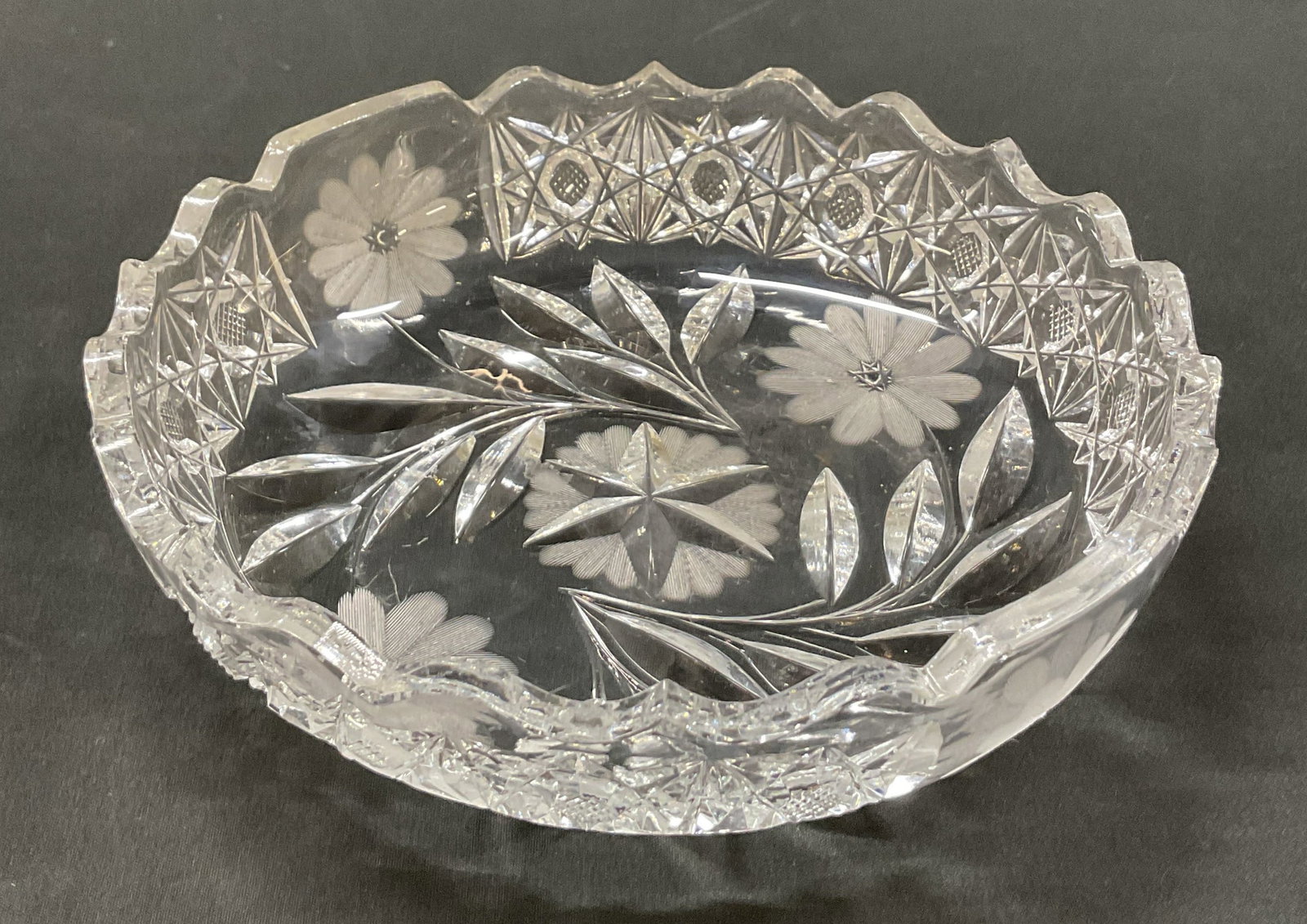 American Brilliant Period Cut Crystal Bowl (1 of 6)