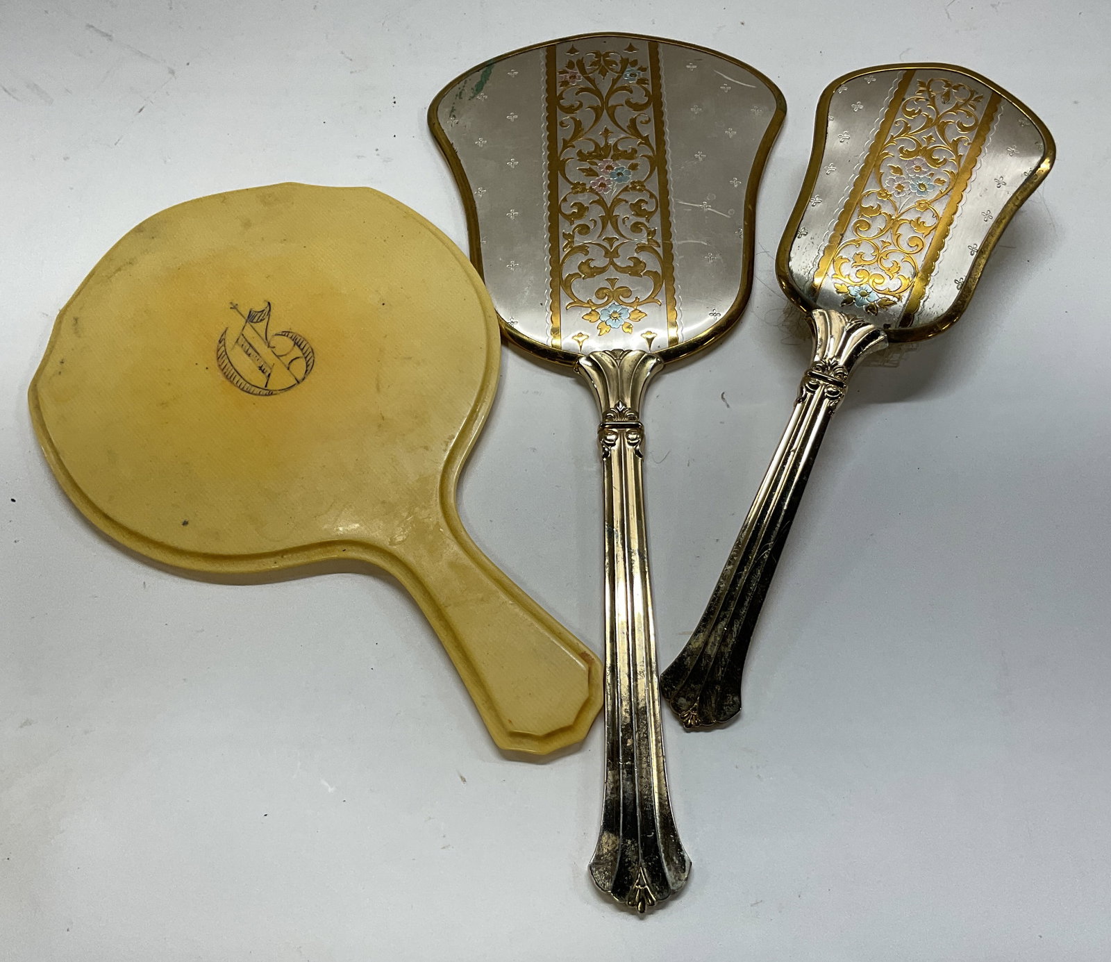 Lot 3 Vintage Handheld Mirrors & Hairbrush (1 of 11)