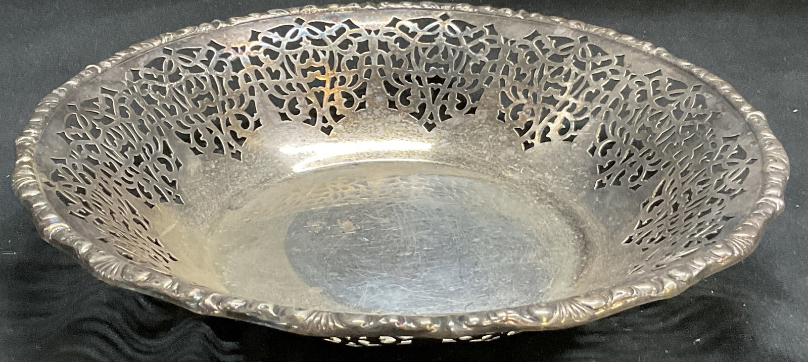 ANTIQUE Silver-Plated Pierced Filigree Bowl (1 of 6)