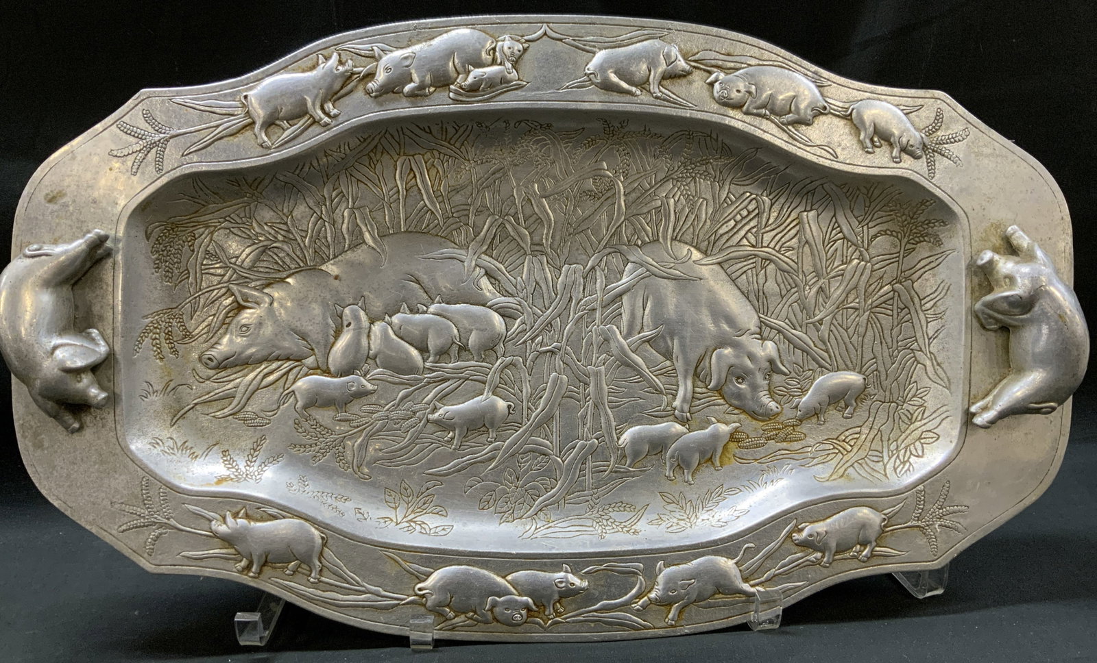 Vtg 1985 Arthur Court Aluminum Pig Serving Platter (1 of 12)