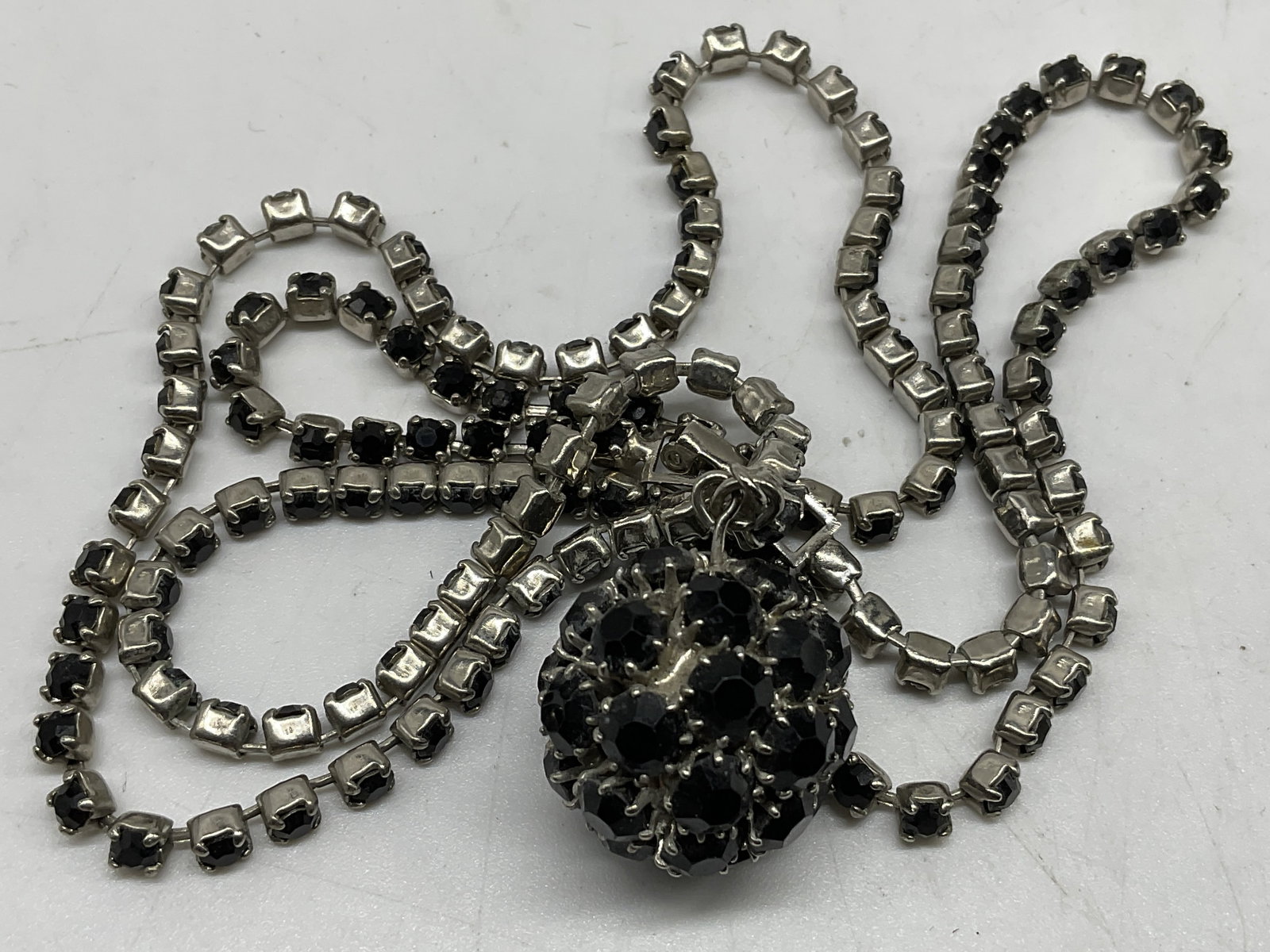 VTG Rhinestone Disco Ball Pendant Necklace (1 of 6)