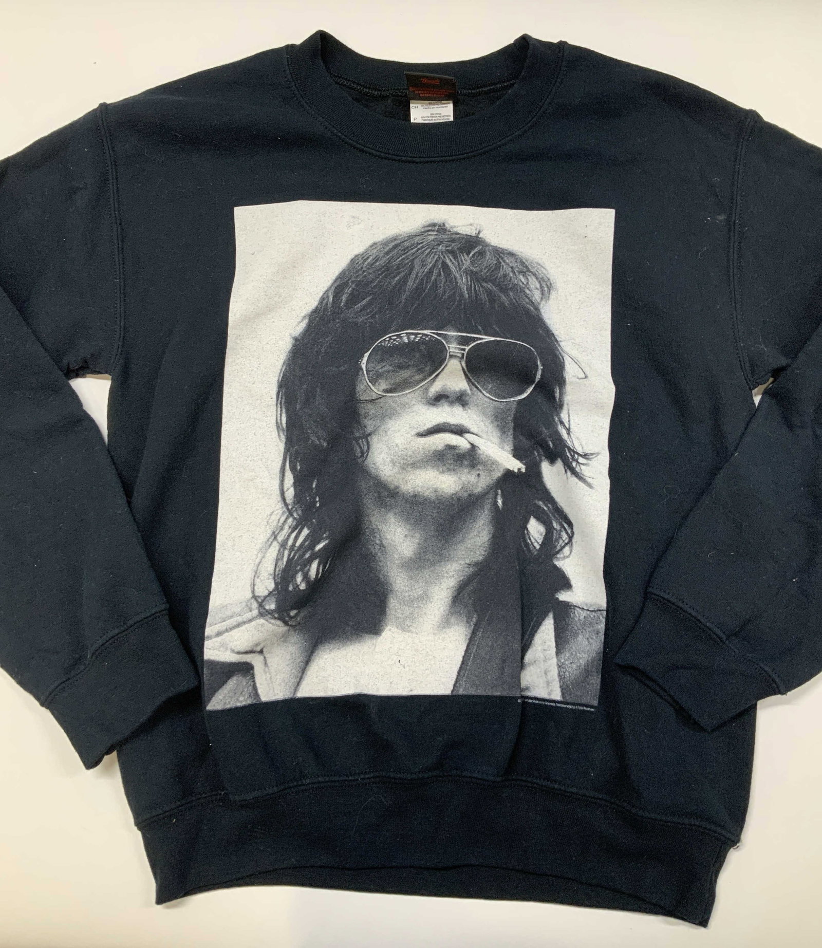 Offc Rolling Stones merch Keith Richards sweater: Official Rolling Stones merch, Kieth Richards Sweatshirt. Specific photo is considered one of the ultimate visual representation of rock and roll rebellion. Showcases Richards signature shaggy