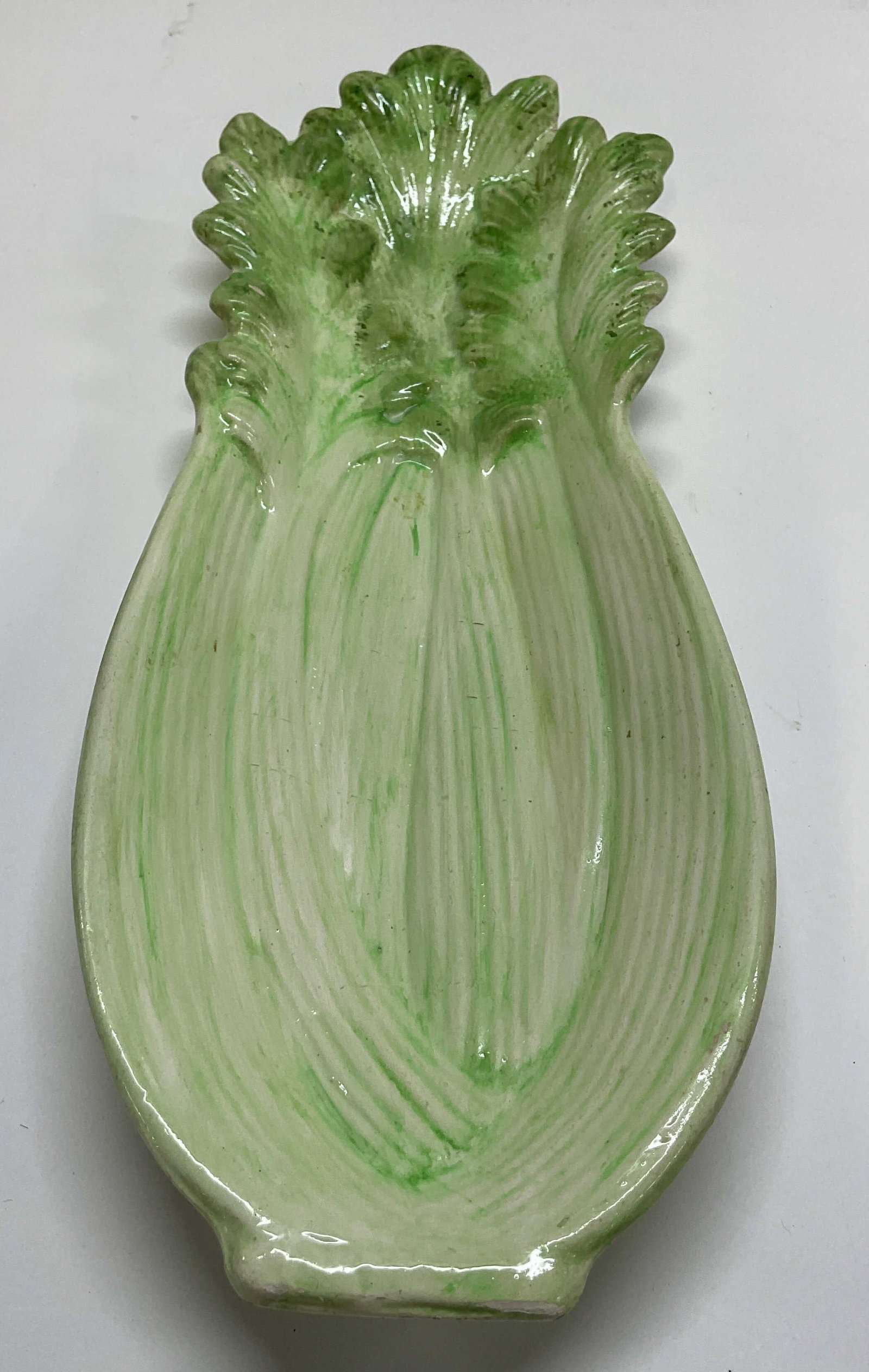 1970 Green Ceramic Celery Serving Dish (1 of 8)