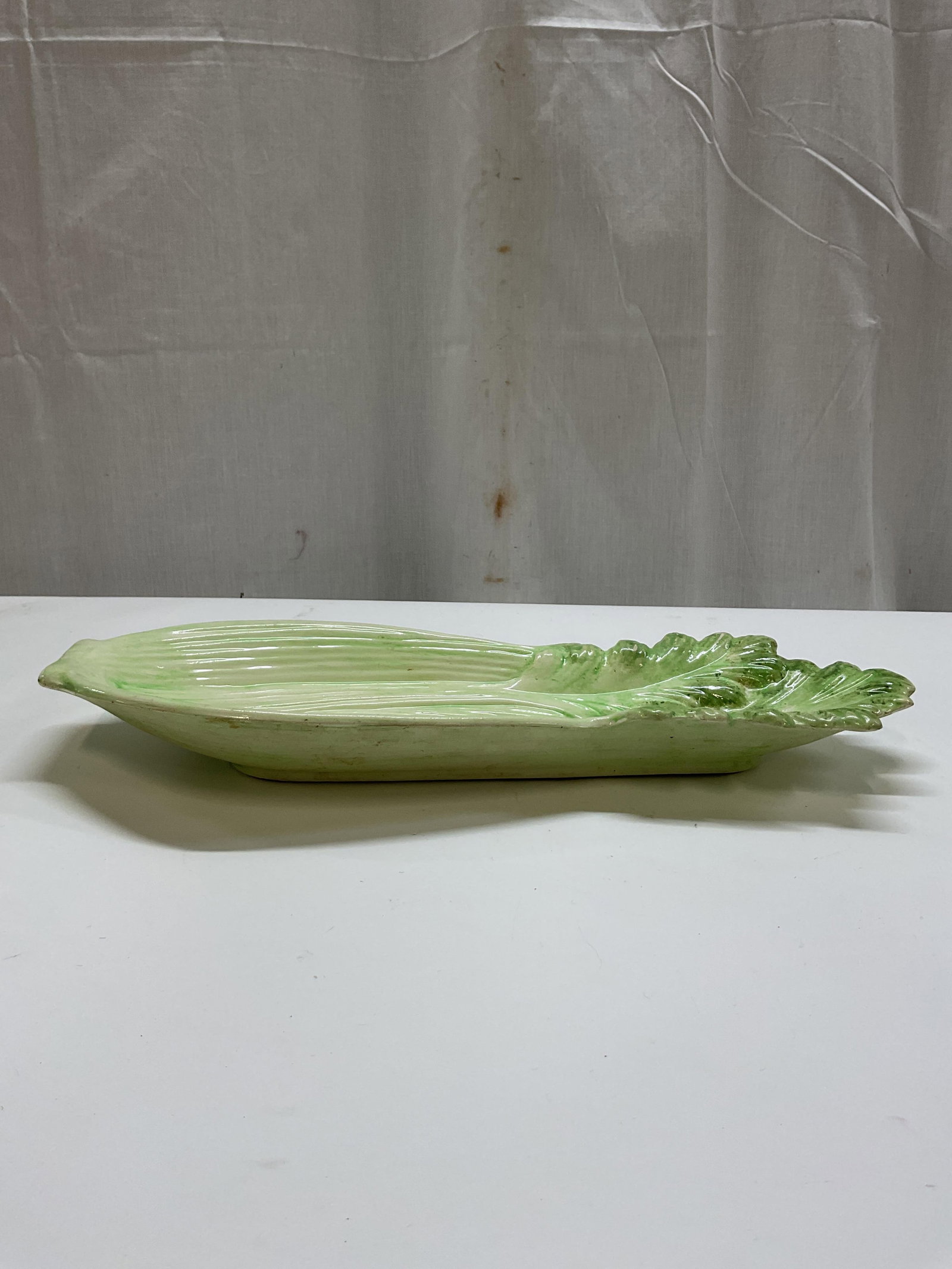 1970 Green Ceramic Celery Serving Dish - 4