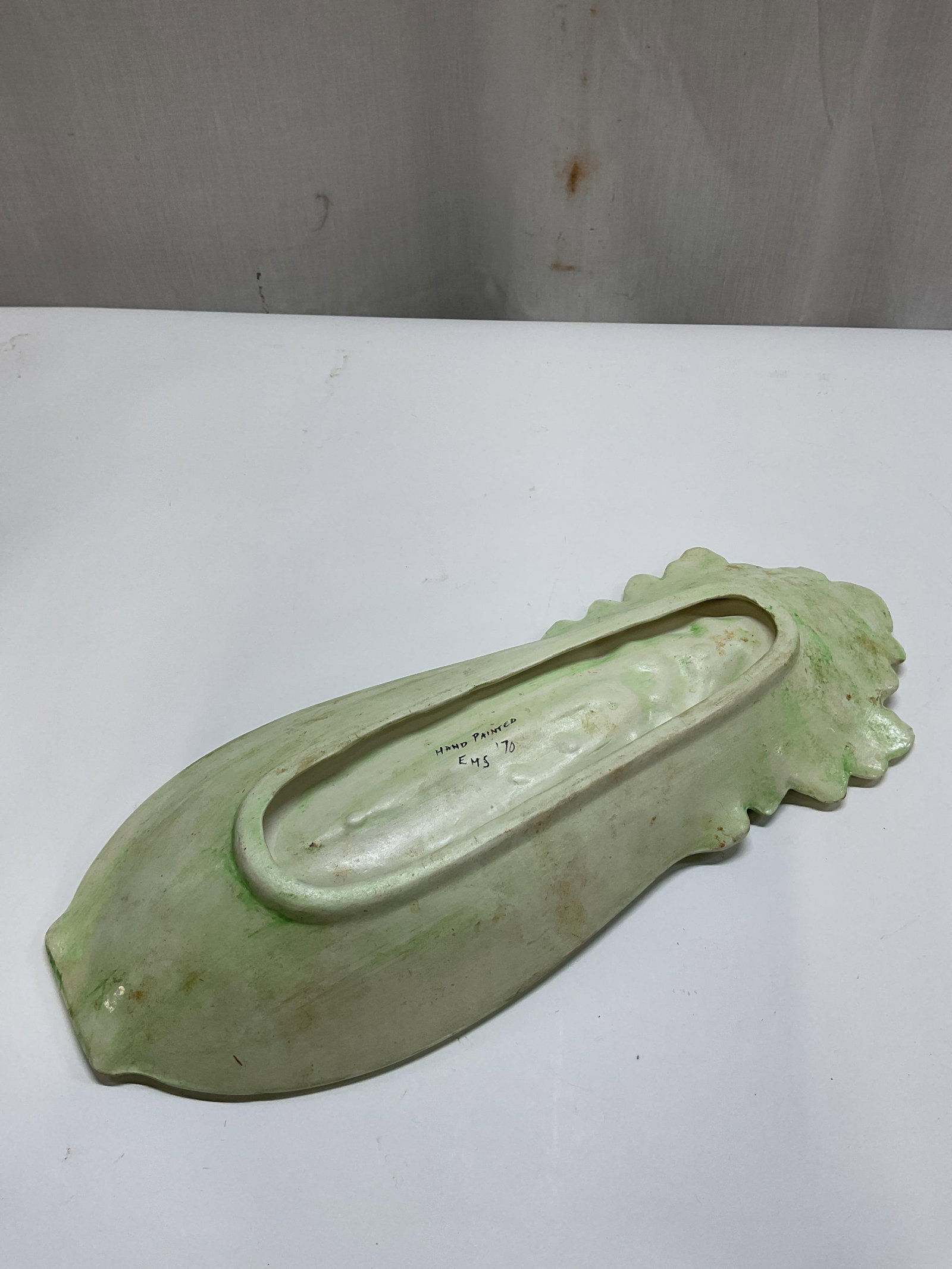 1970 Green Ceramic Celery Serving Dish - 8