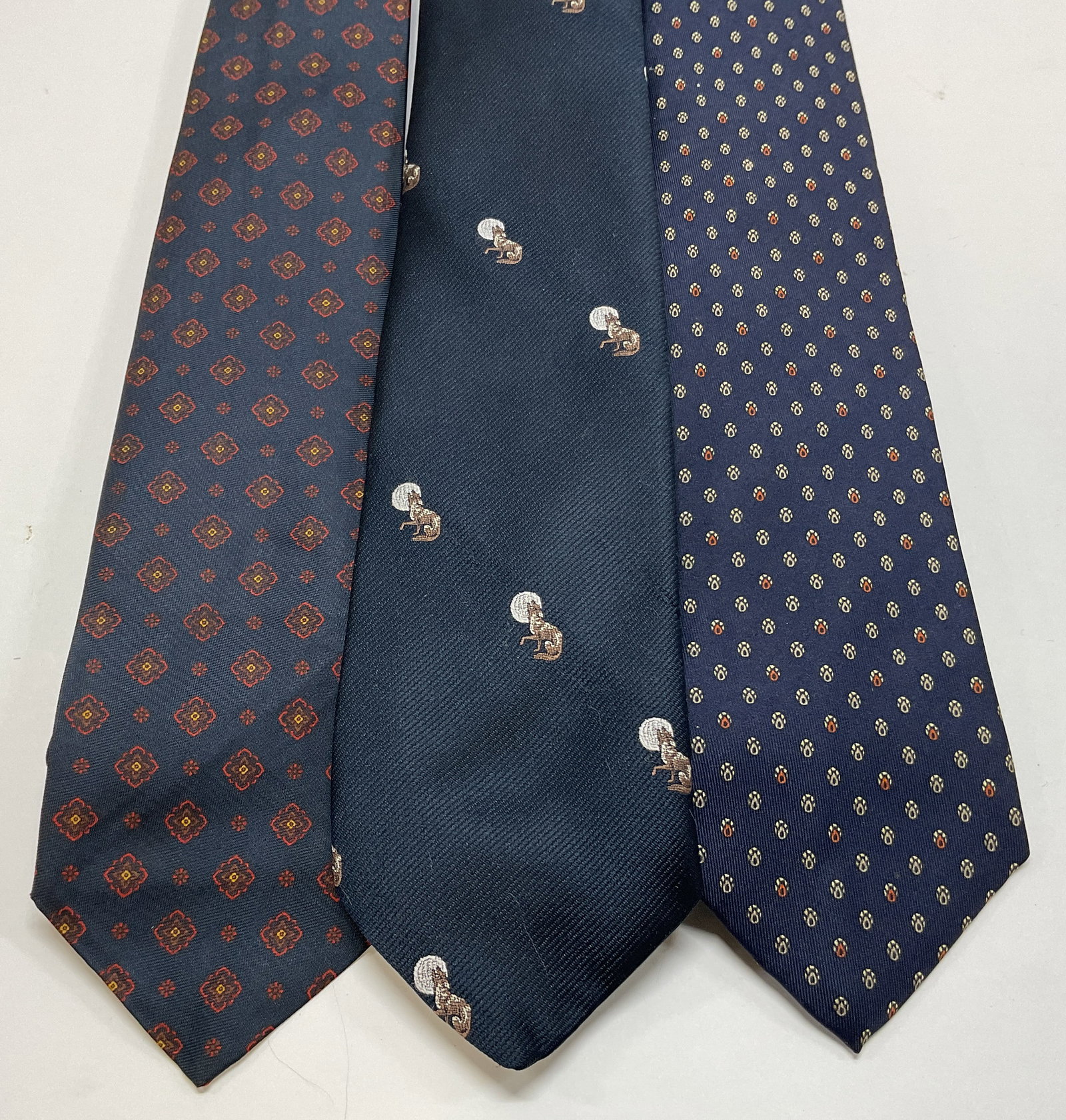 Lot 3 Assorted Blue Pattern Silk Neck Ties Italy (1 of 7)