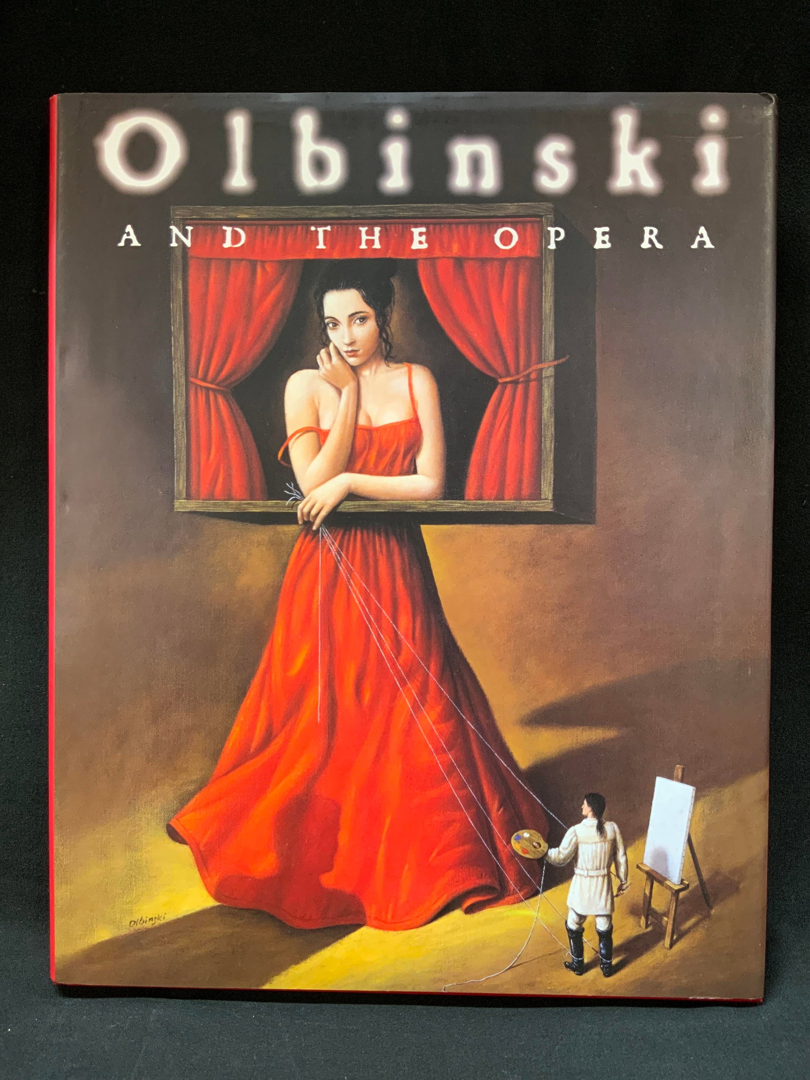Vtg 2003 Olbinski + Opera Illus. Bk SGND: Vintage 2003 Rafal Olbinski and the Opera Art book of surrealist Polish Illustrator and painter Rafal Olbinski. Signed by Artist, with protective Slip Case. Published by Nahan Editions/ Distributed by