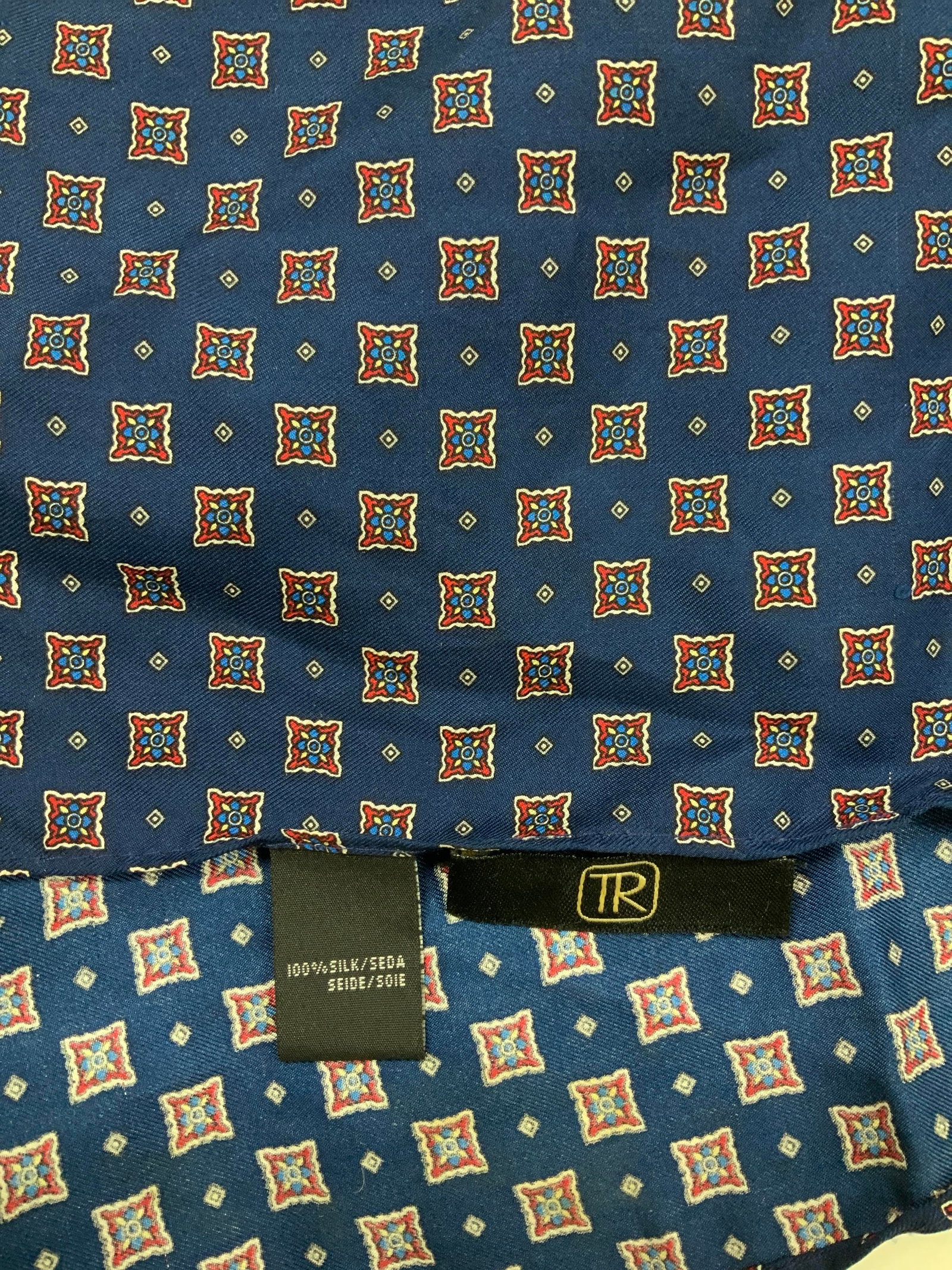 Vntg Tie Rack silk patterned scarf - 6