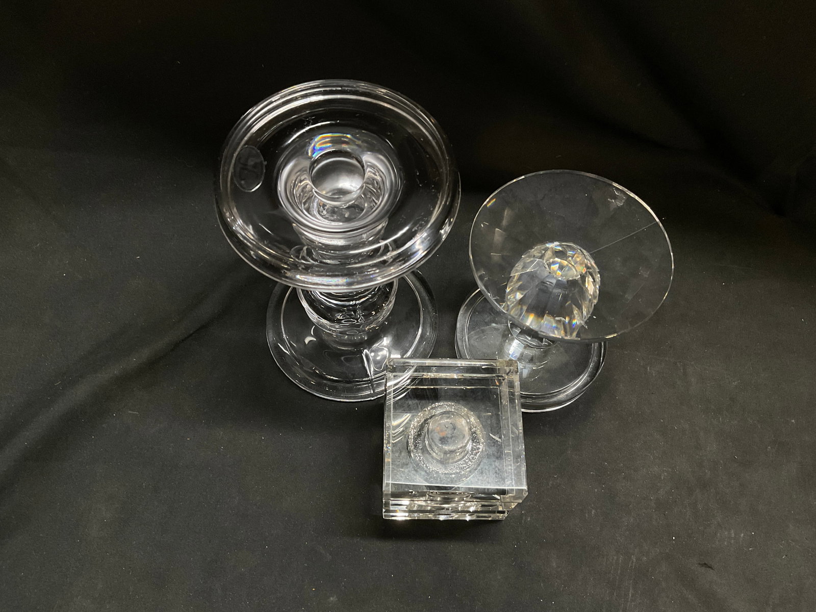 Lt3 Clear Crystal Candlestick Holders - 3