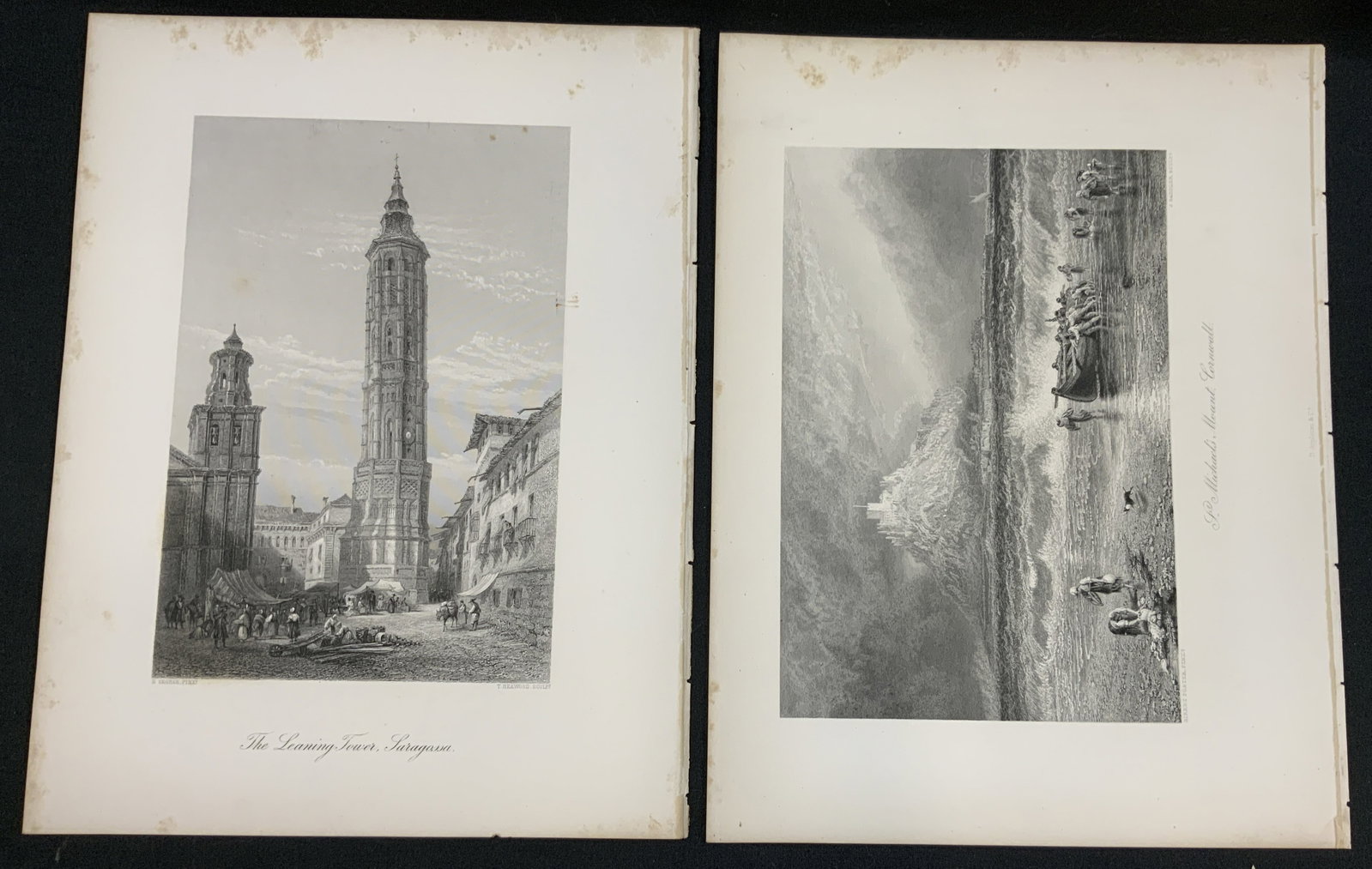 Vtg Set of 2 Unframed Engraving Art Prints: Vintage Set of 2 Unframed Engraving Art Prints, UK. Reproductions of the 1870s steel plate engravings designed by artist Myles Birket Foster and engraved by J. Saddler, Print 1 features St. Michaels