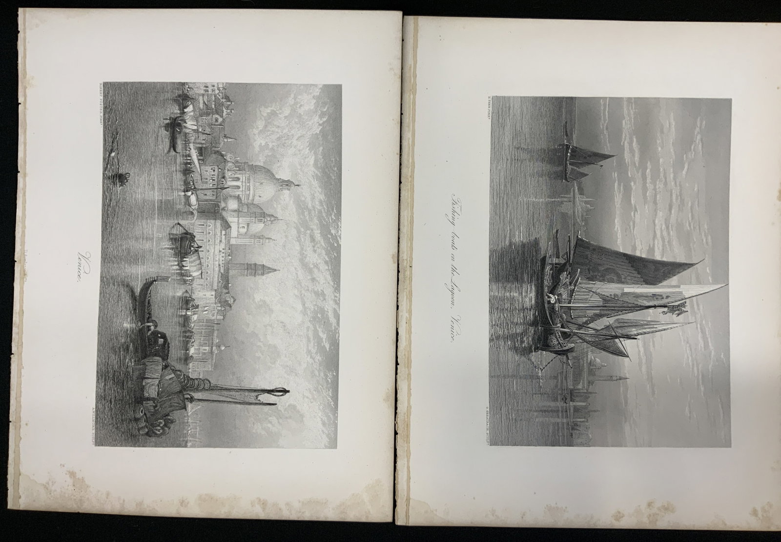 Vtg Set of 2 Unframed Engraving Art Prints: Vintage Set of 2 Unframed Engraving Art Prints, UK. Reproductions of the 1870s steel plate engravings designed by artist H. Fenn and engraved by G. Greatbach, Print 1 features Fishing boats on the