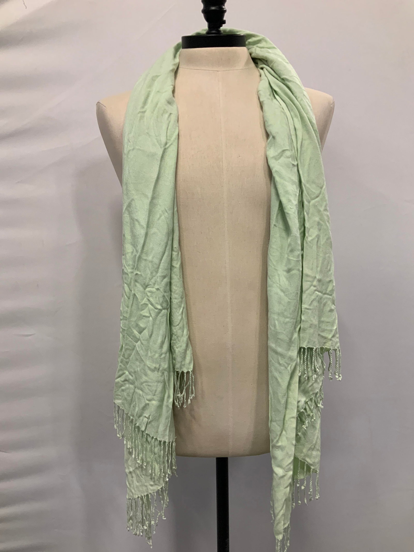 Light green pashmina style scarf - 2