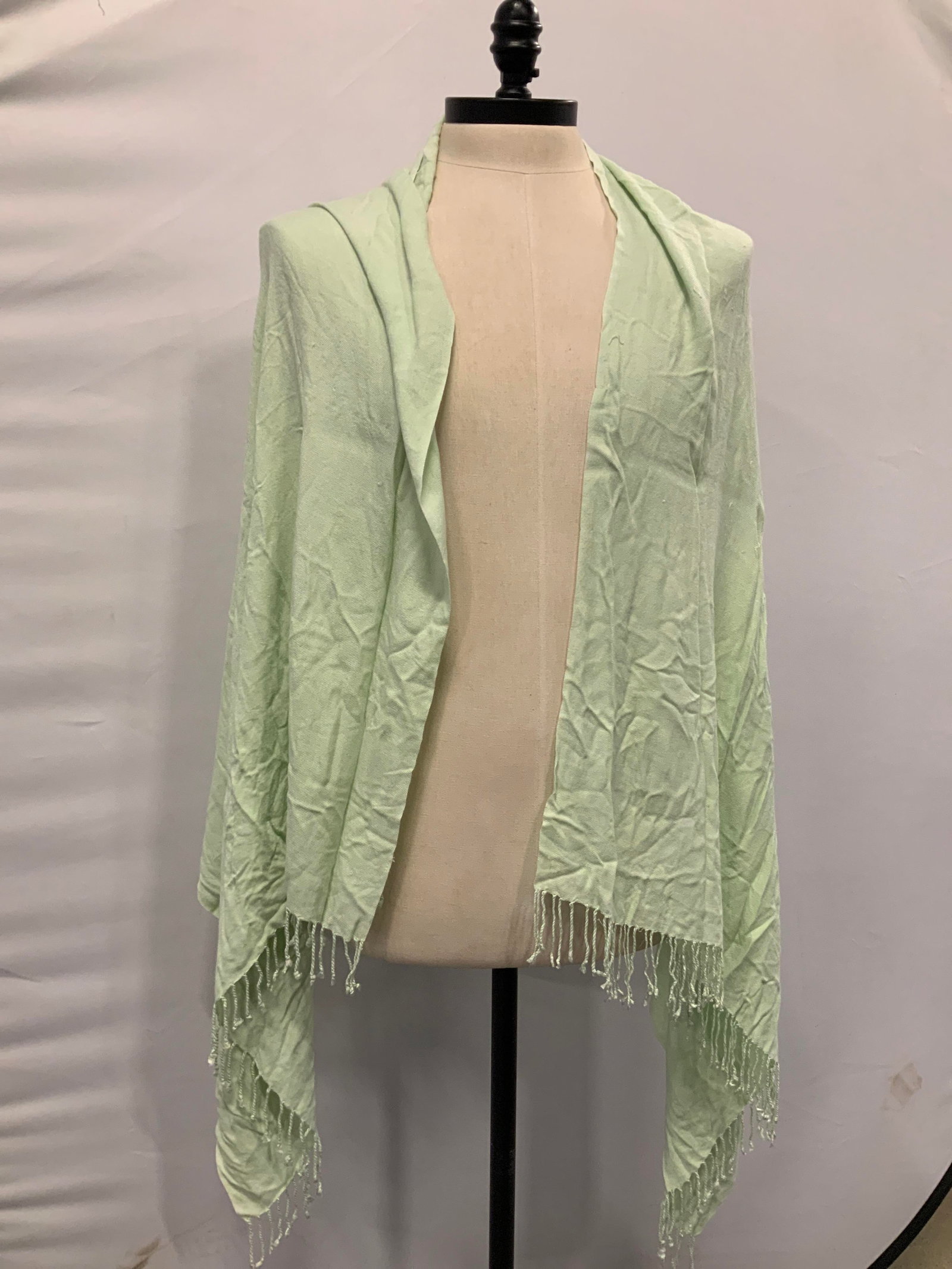 Light green pashmina style scarf - 4