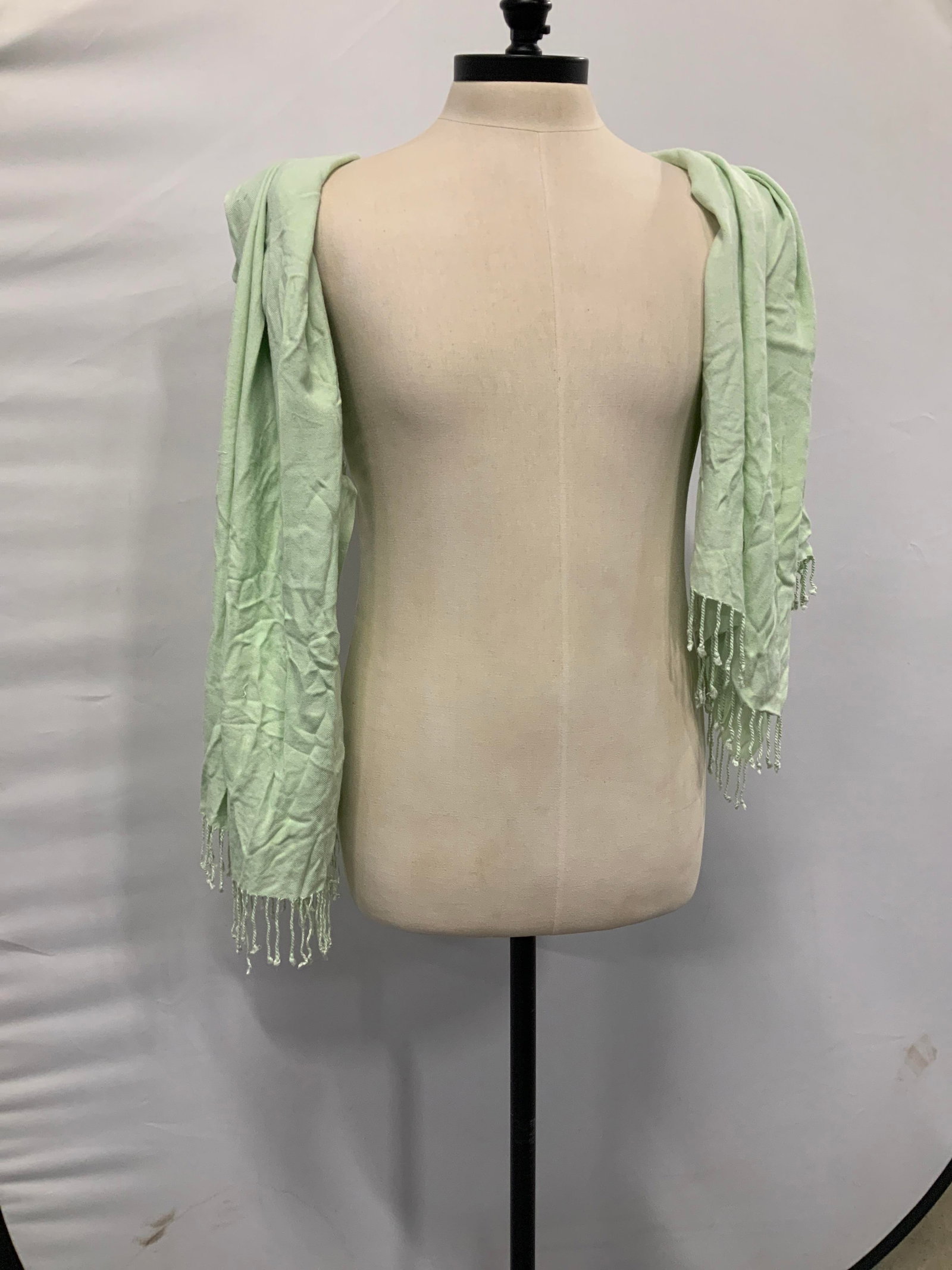 Light green pashmina style scarf - 5