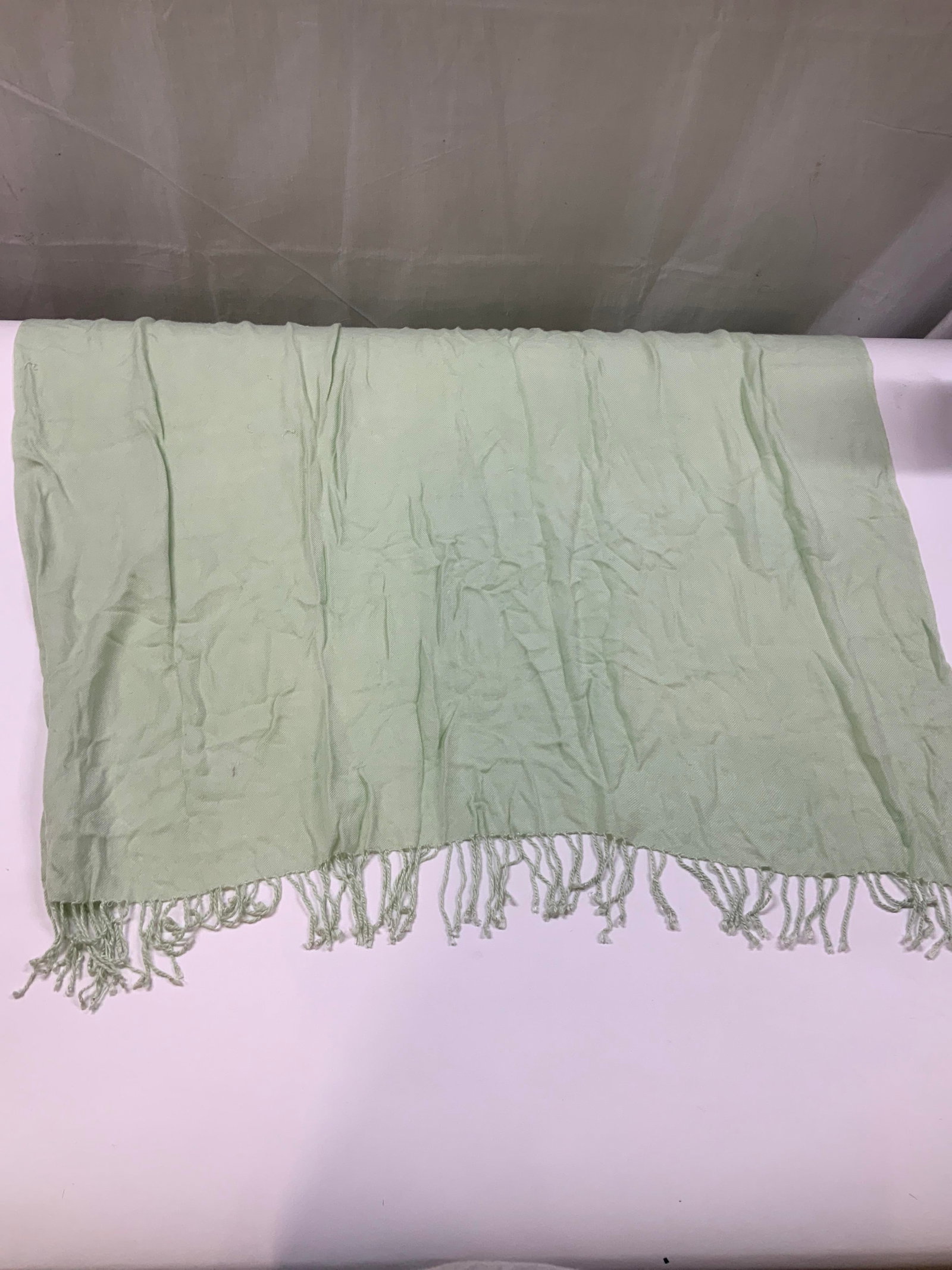 Light green pashmina style scarf - 6
