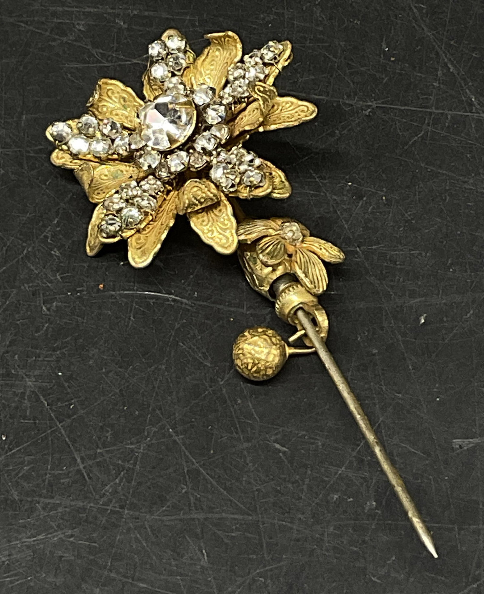 Vtg Gold-Plated Floral Stick Pin (1 of 6)