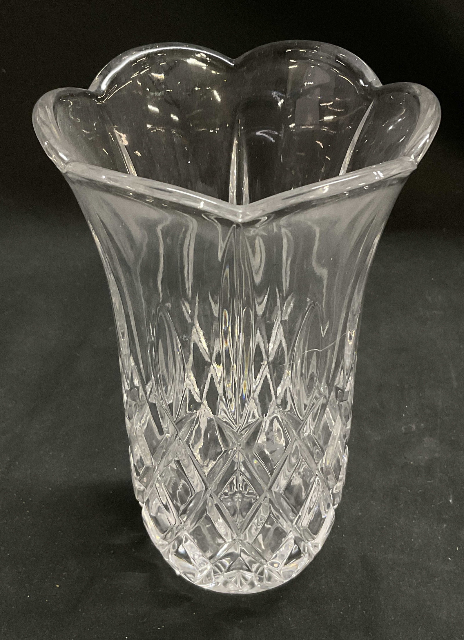 Vintage Clear Cut Crystal Flared Vase (1 of 7)