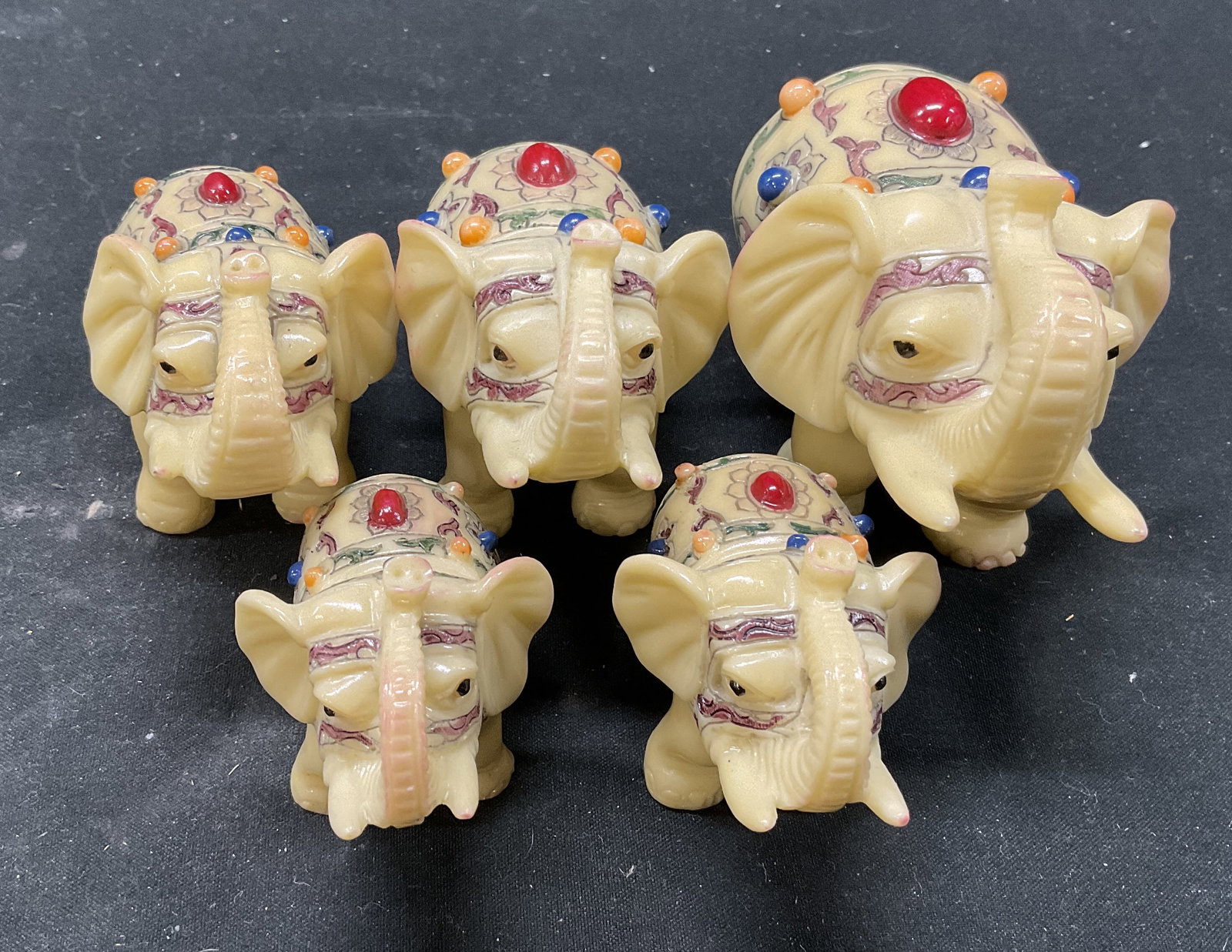 Set5 Asian-Style Bejeweled Elephant Figurines (1 of 9)