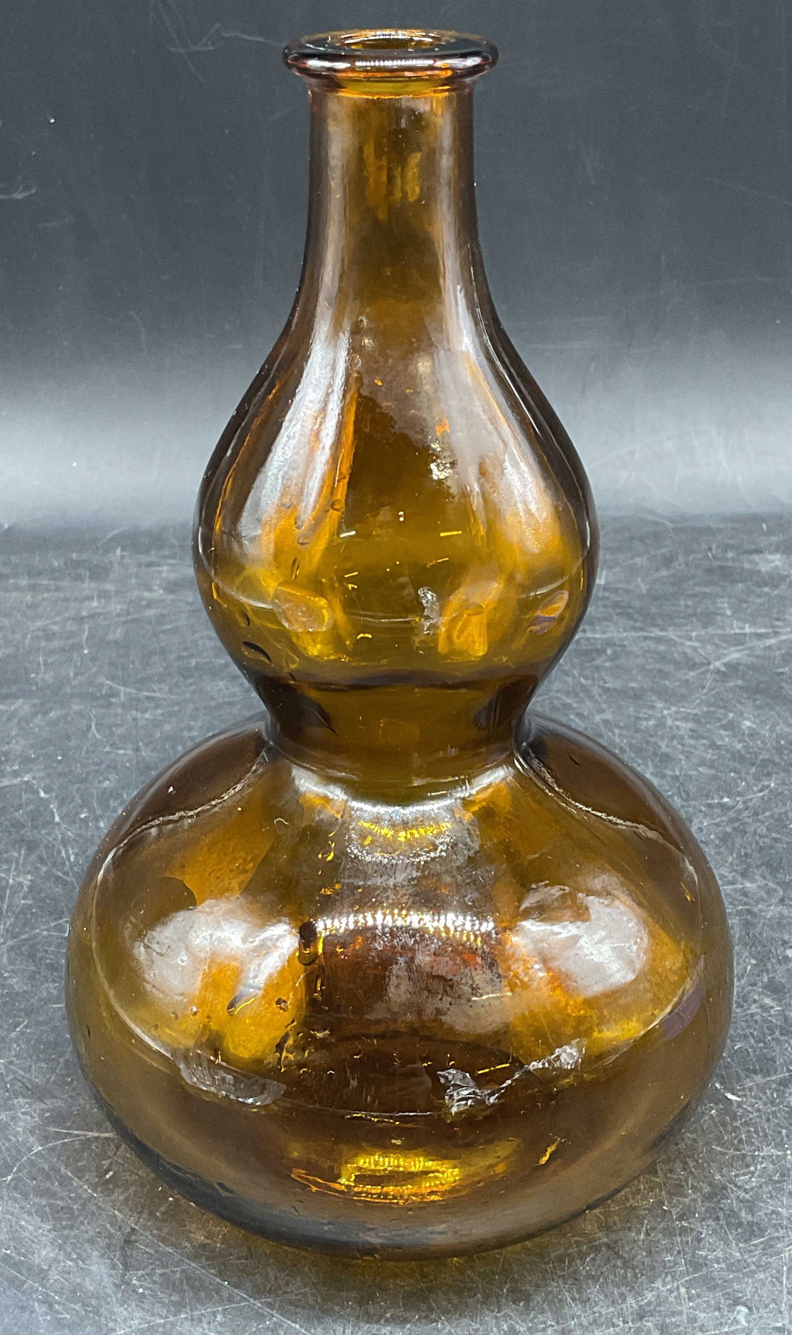 Vintage Signed Amber Glass Gourd Vase (1 of 6)