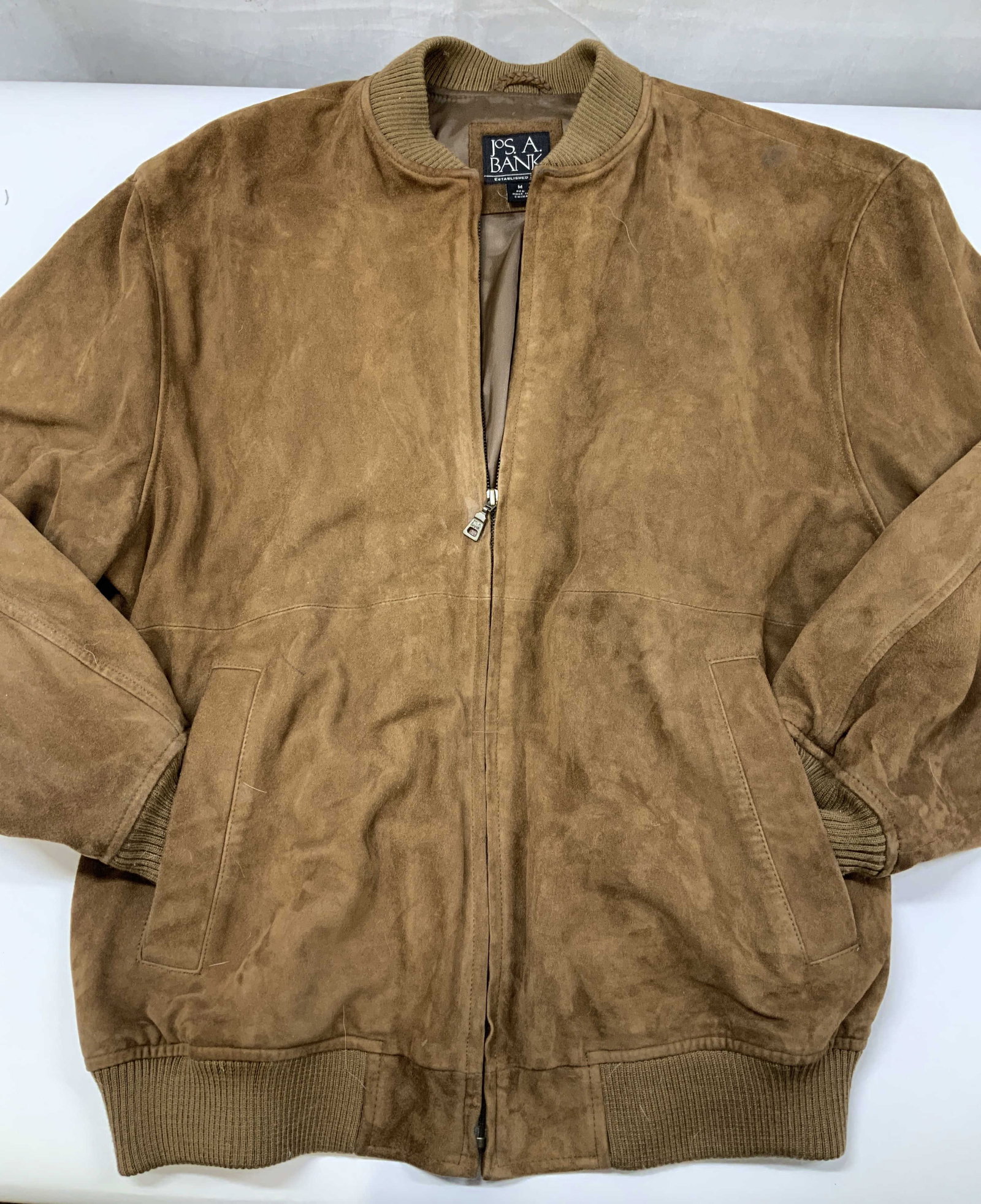 Vntg Jos A Bank suede bomber Jacket (1 of 7)
