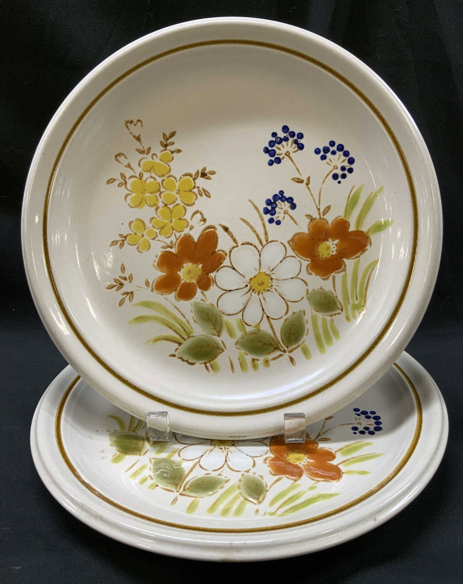 Vtg Pair MIKASA Stone Harvest Dinner Plates, Japan (1 of 6)