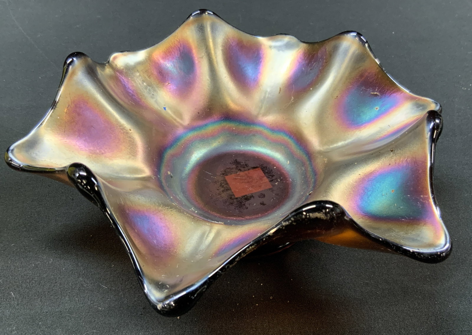 Vtg Ruffled Carnival Glass Candy Bowl (1 of 6)