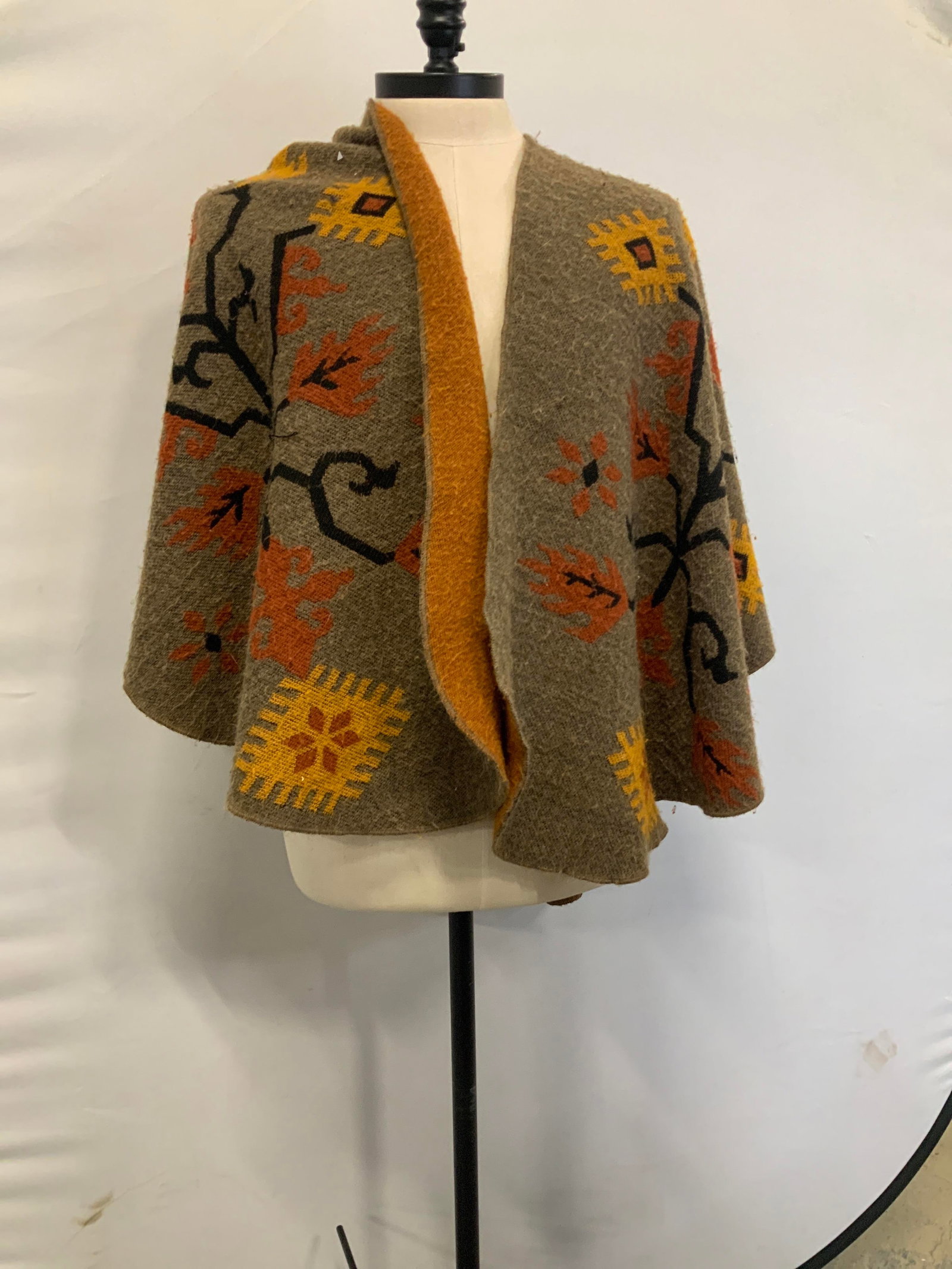 Vntg wool blend fall poncho - 2