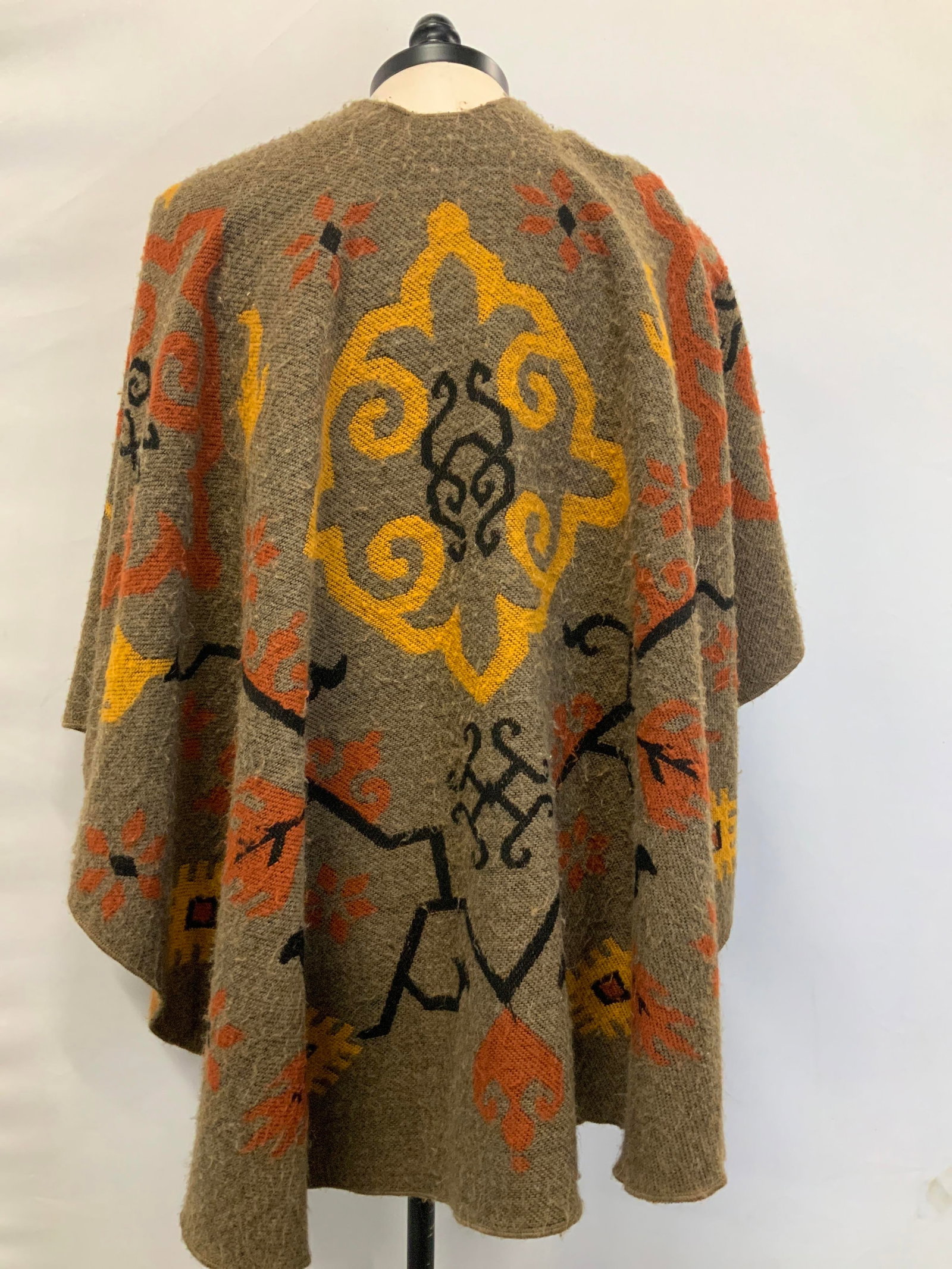 Vntg wool blend fall poncho - 3