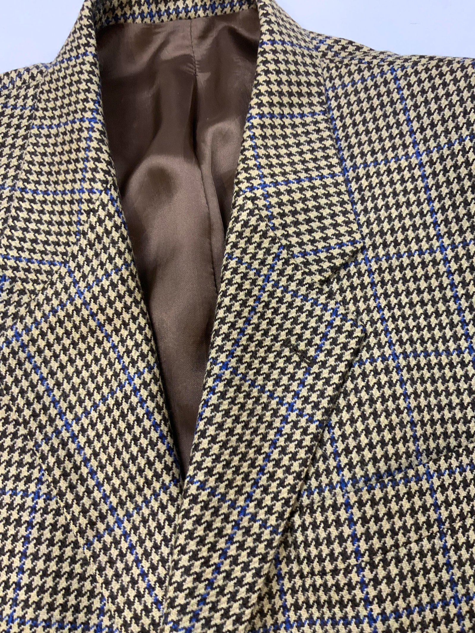 Vntg wool brown houndstooth blazer. - 4