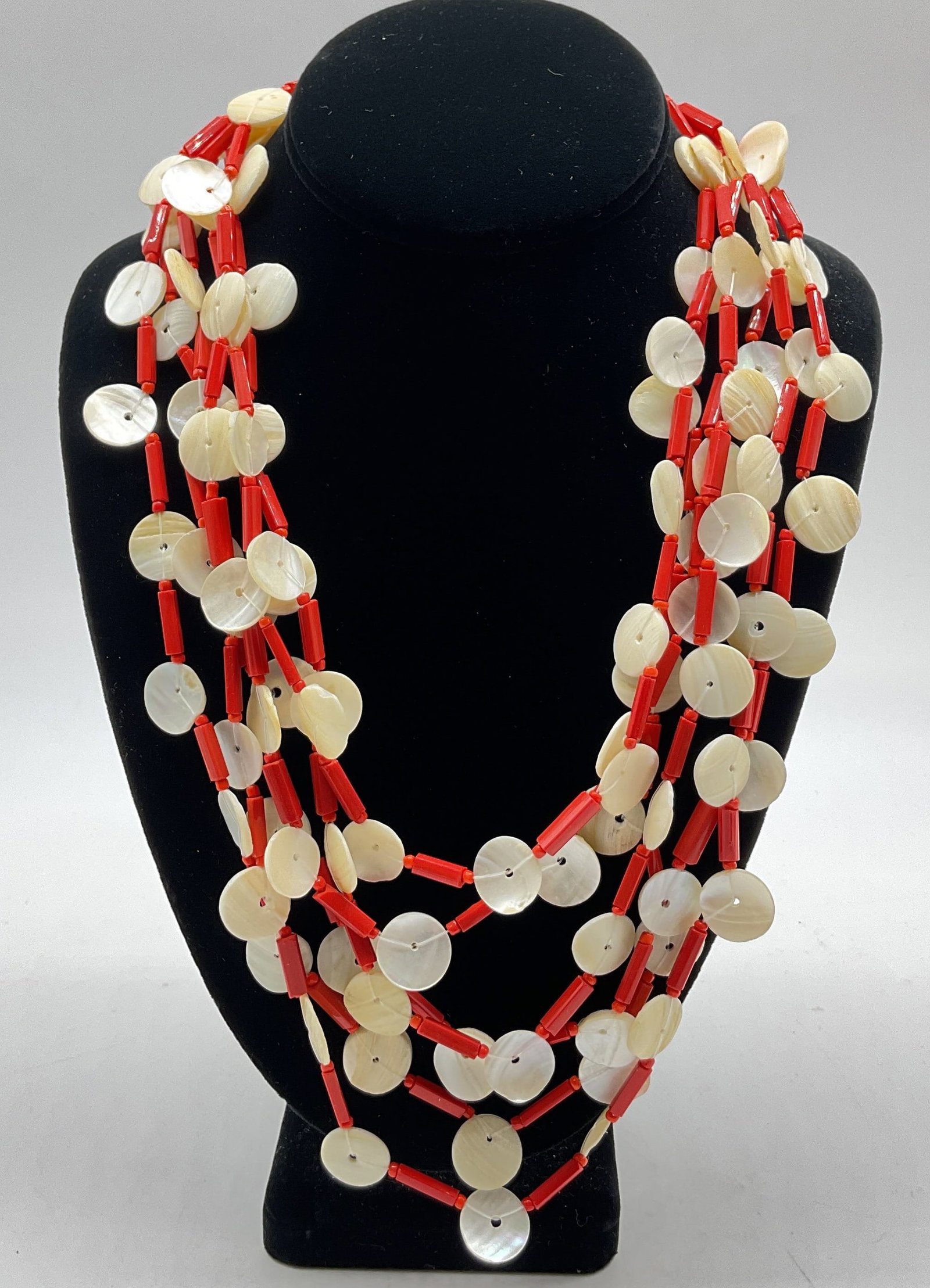 Vtg Beaded & Mother Of Pearl Statement Necklace (1 of 8)