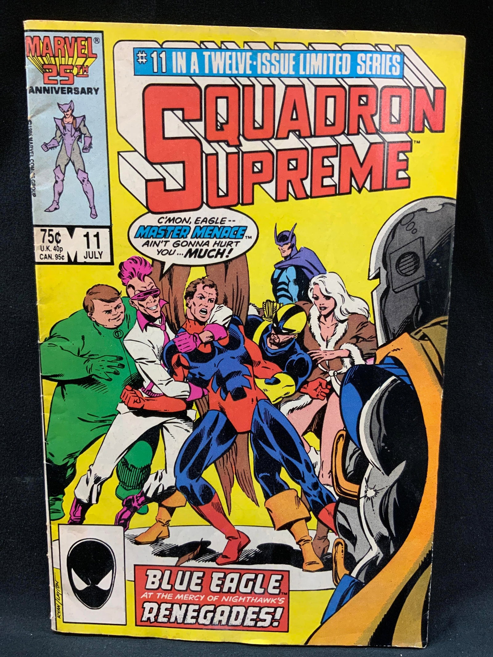 Vtg Marvel 1986 Squadron Supreme #11 Comic Bk: Vintage Marvel Squadron Supreme #11. Written by Mark Gruenwald, interior artwork by Paul Ryan and Bob Layton. Published by DC Comics July 1986. Page # Approx. 32pgs Condition consistent with age and