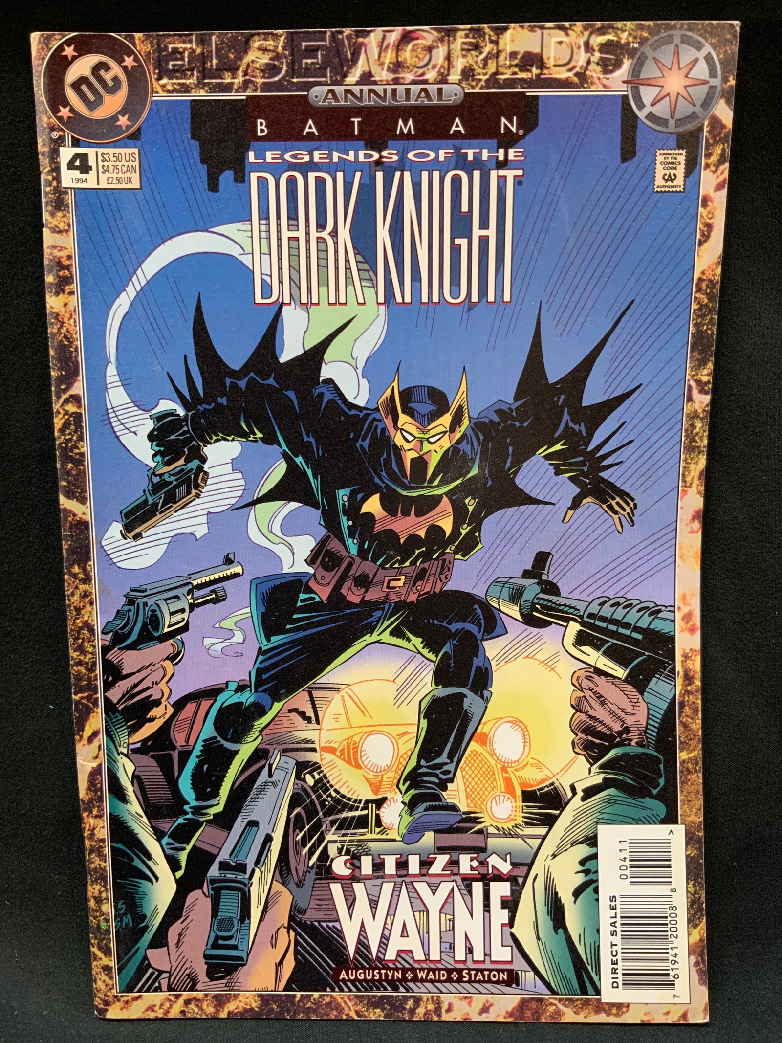 Vtg 1994 DC Batman LOTDK Annual #4 Comic Bk: Vintage DC Comics Batman, Legends of the Dark Knight Annual #4. Written by Brian Augustyn and Mark Waid, interior artwork by Joe Staton and Horacio Laila. Published by DC Comics January 1994. Page #