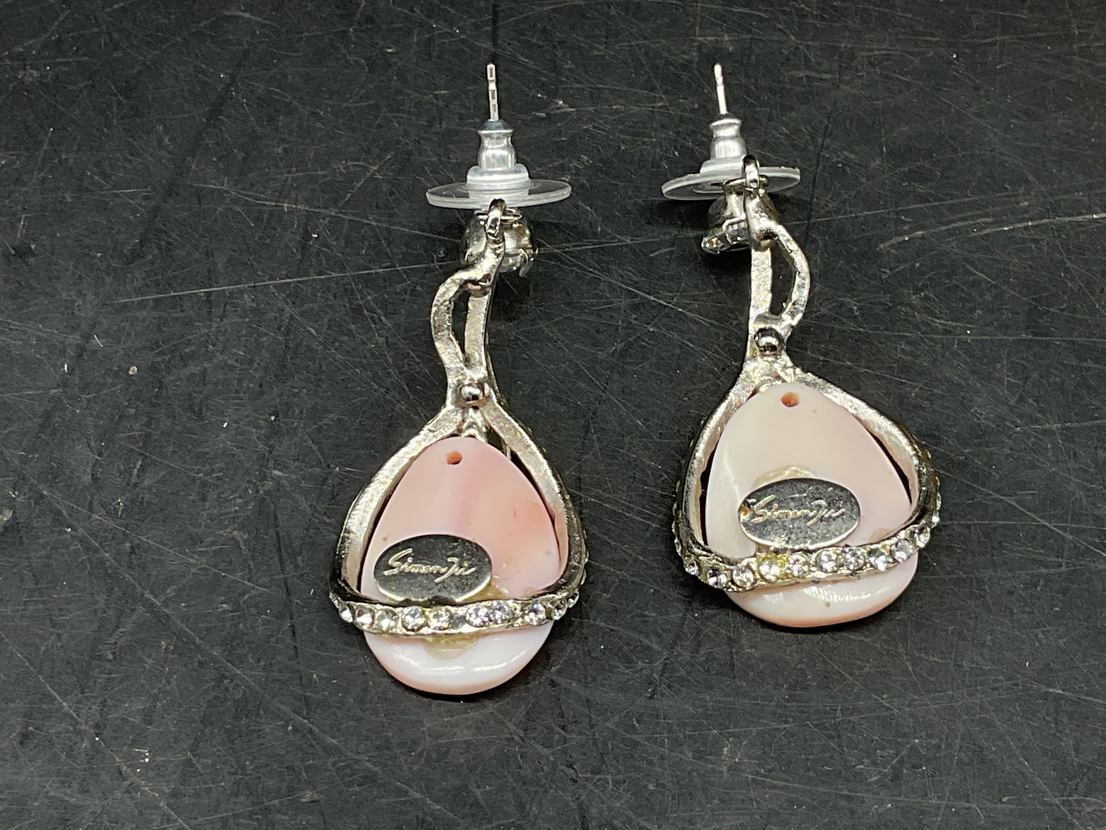 Signed Siman Tu Pink Conch Shell Earrings - 2